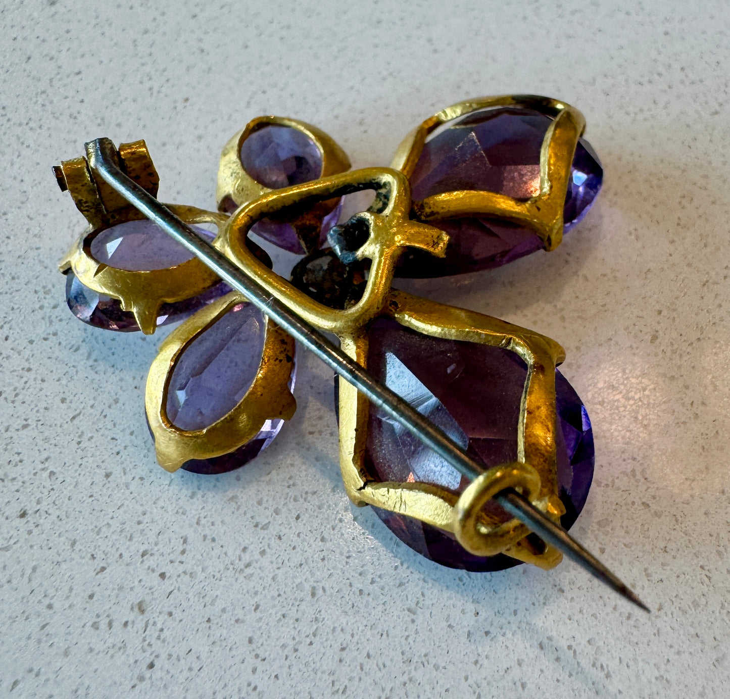 French antique purple floral brooch 1850-1900