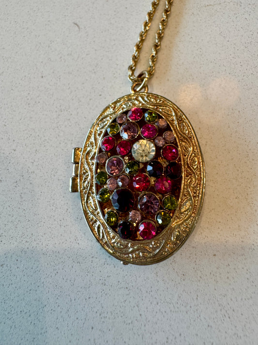 Vintage Rhinestone Pomander Locket Pendant