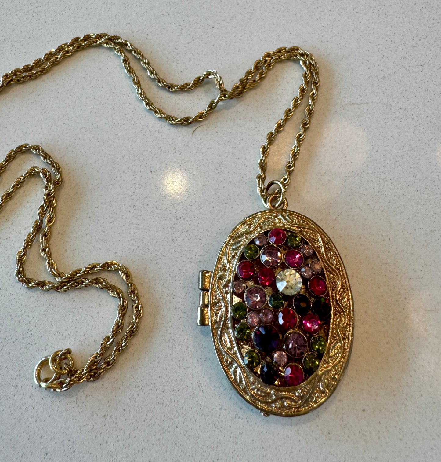 Vintage Rhinestone Pomander Locket Pendant