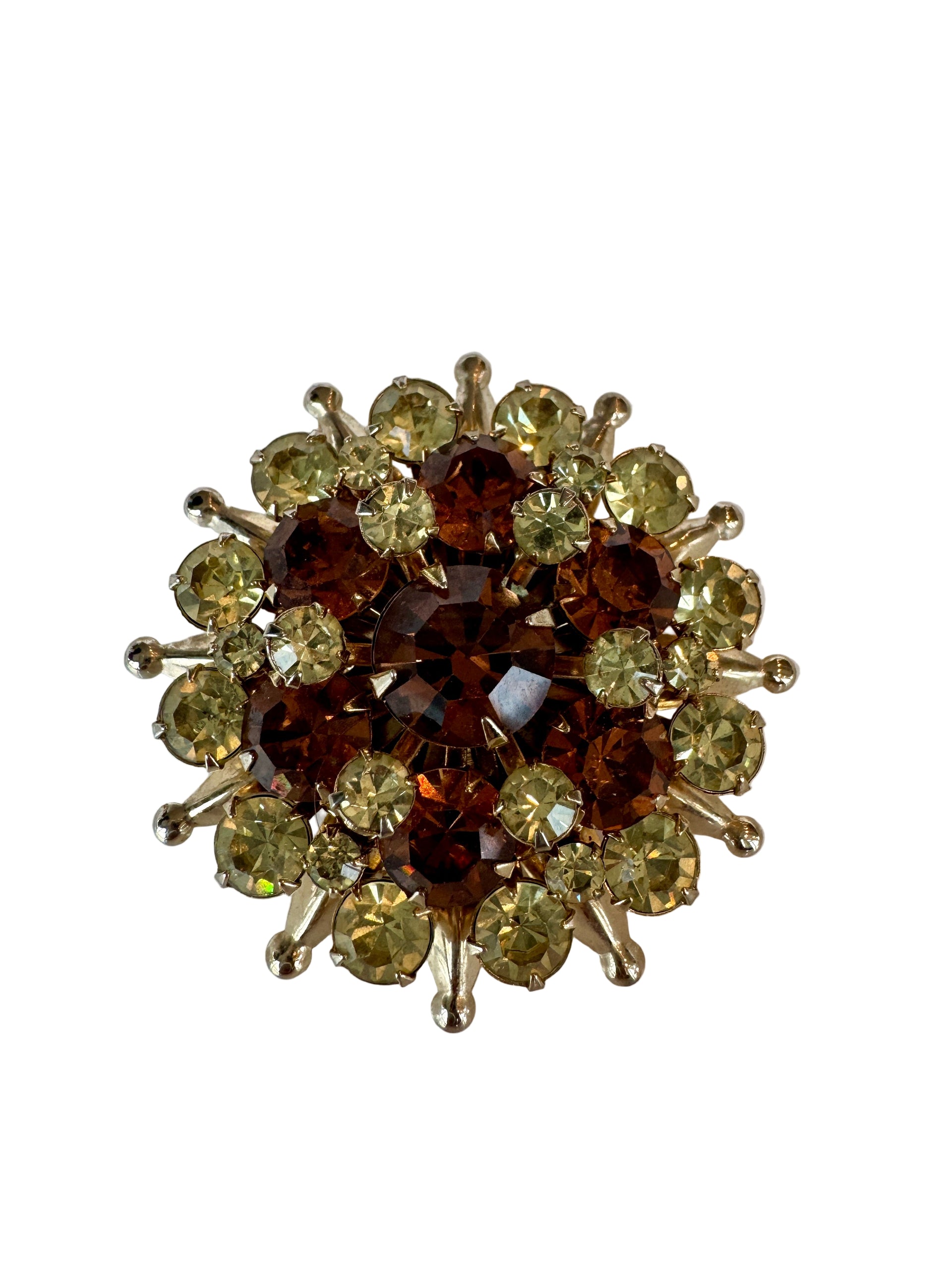 Vintage Amber & Citrine Rhinestone Brooch- from Paris