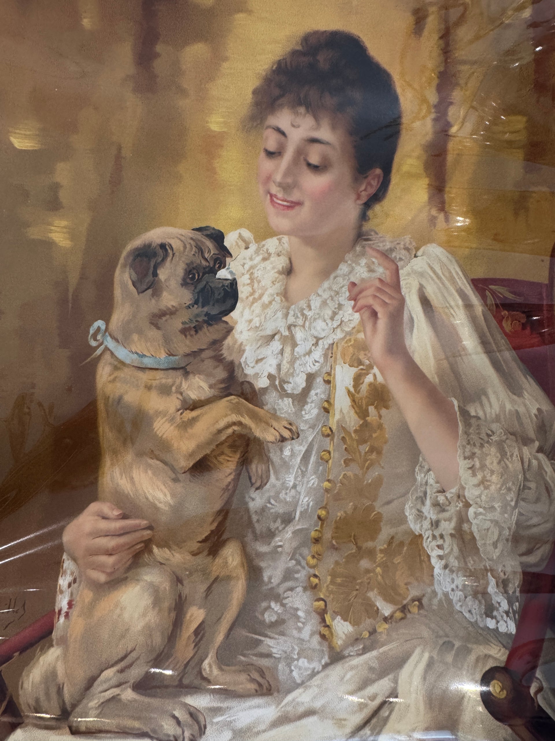 Vintage Paris Print - Girl & Dog