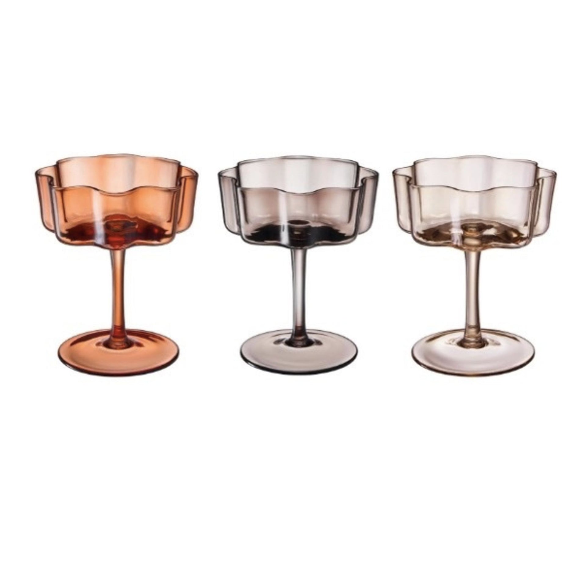 Khen Wavy Petals Glass Coupe - Singles