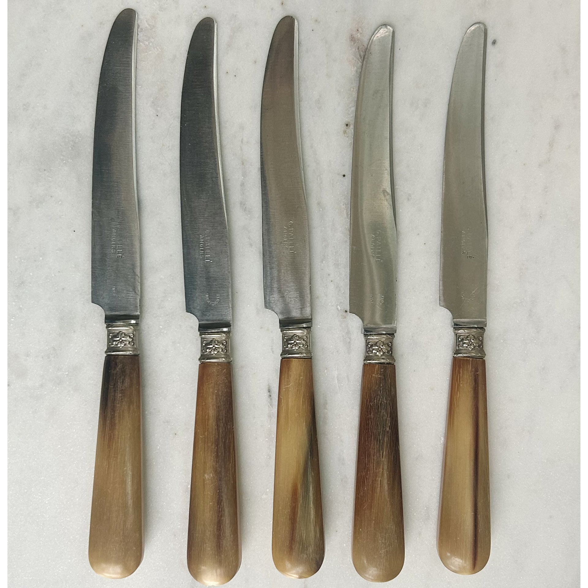 Knives with Horn Handles and Silver edging - from Paris
