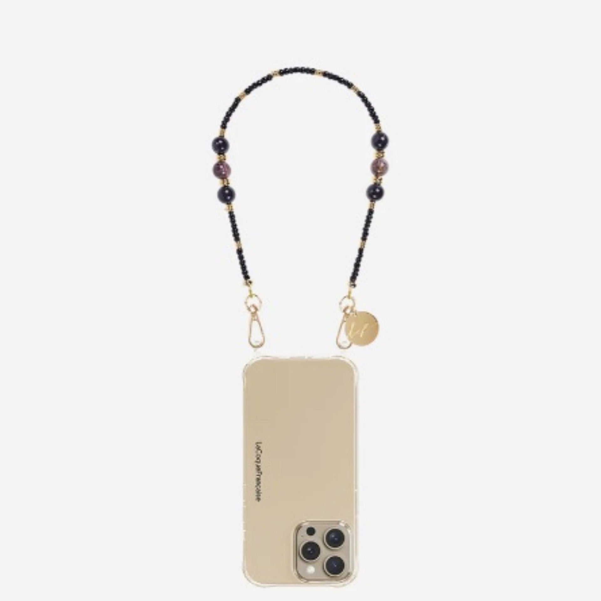 La Coque Francaise Iris Short Phone Chain - Black