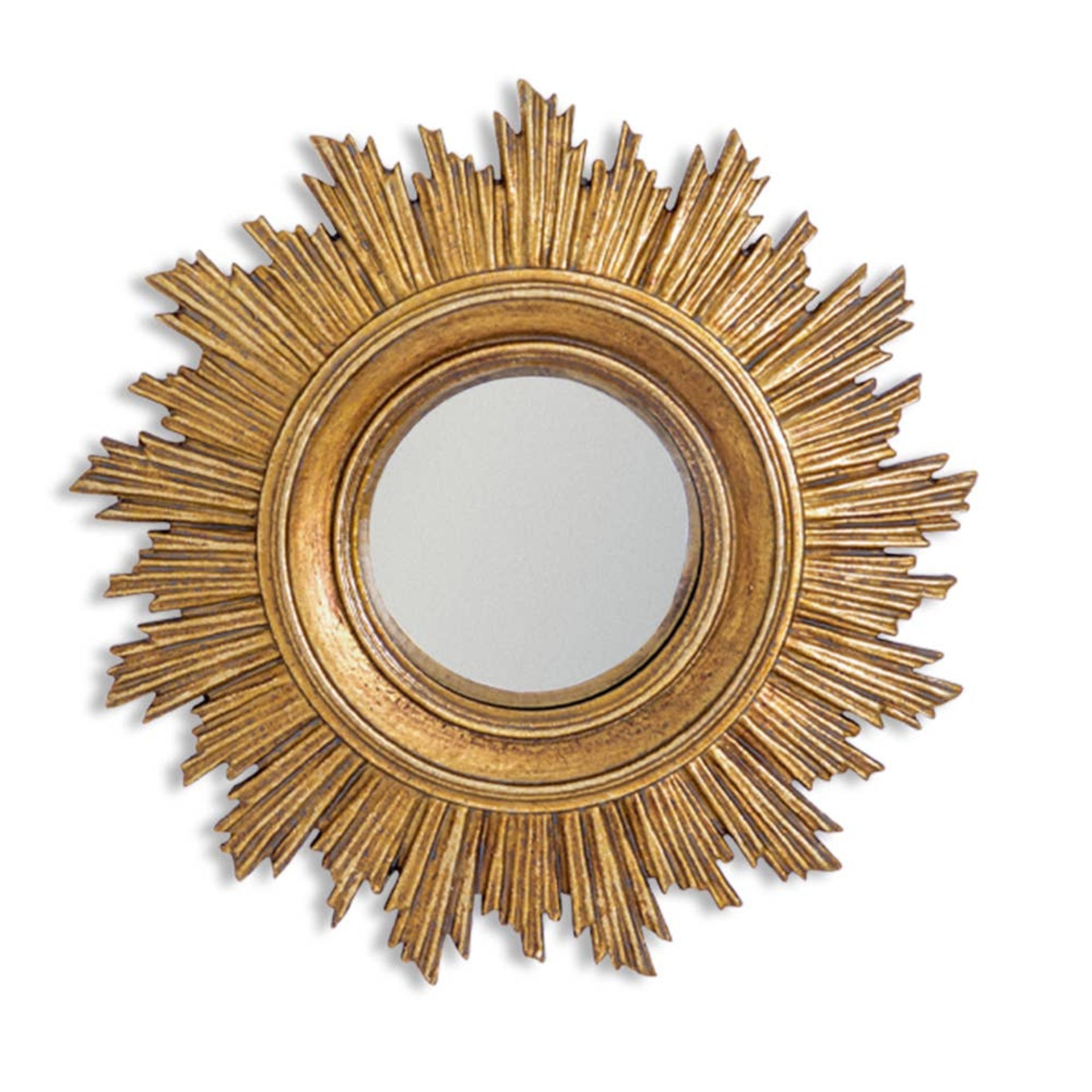 McGowan & Rutherford Ltd - Gold Antiqued Ornate Small Convex Mirror