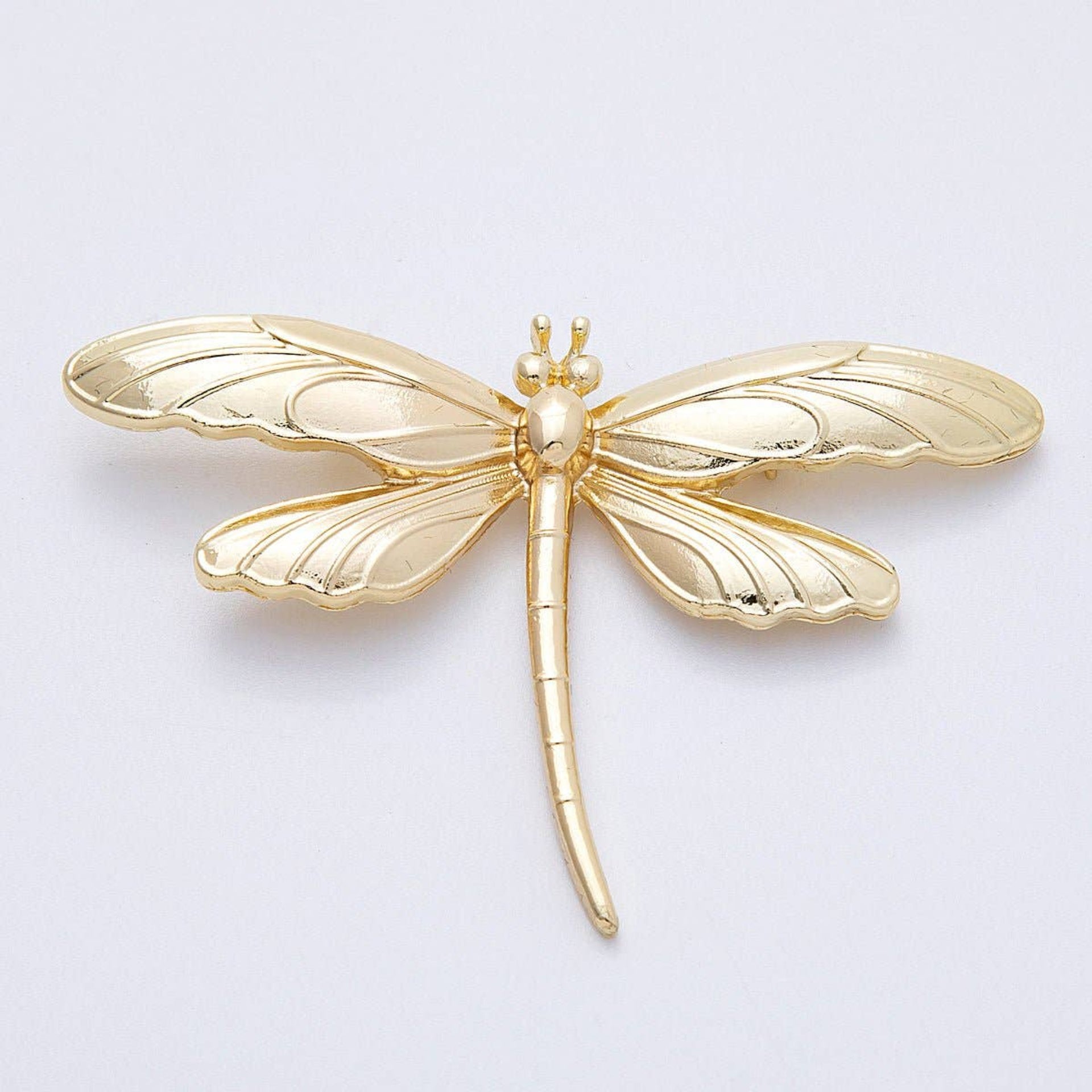 Minimalist Dragonfly Insect Pin Brooch - Gold