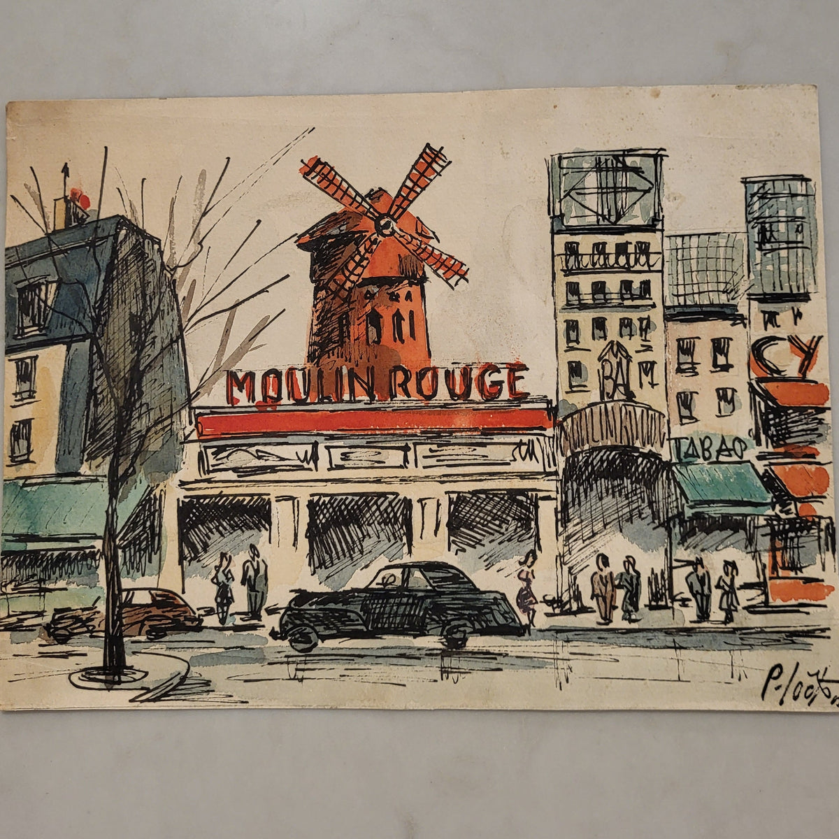 Moulin Rouge Ink and Watercolour Sketch - from Paris
