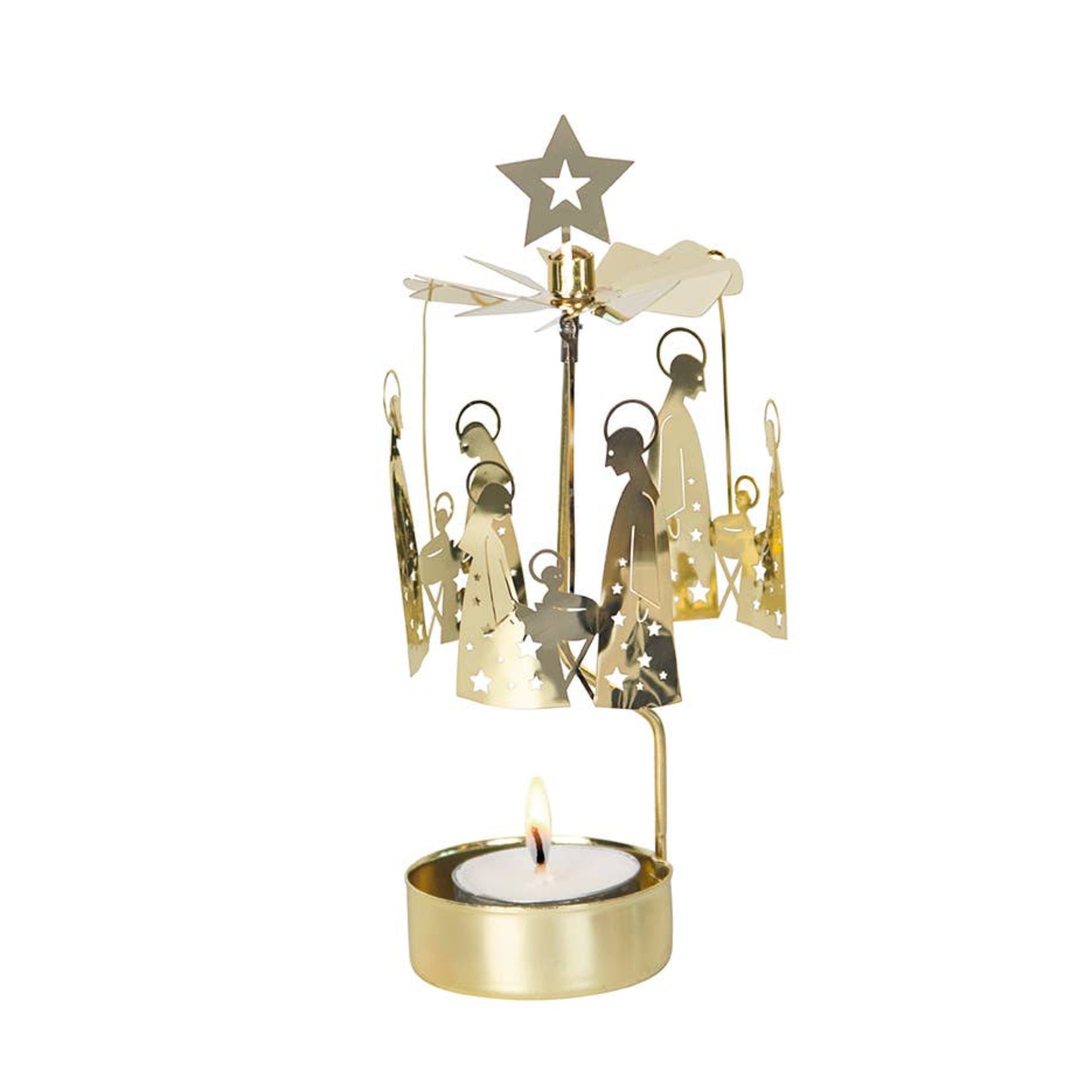 Nativity Family Rotary Candleholder - Gold