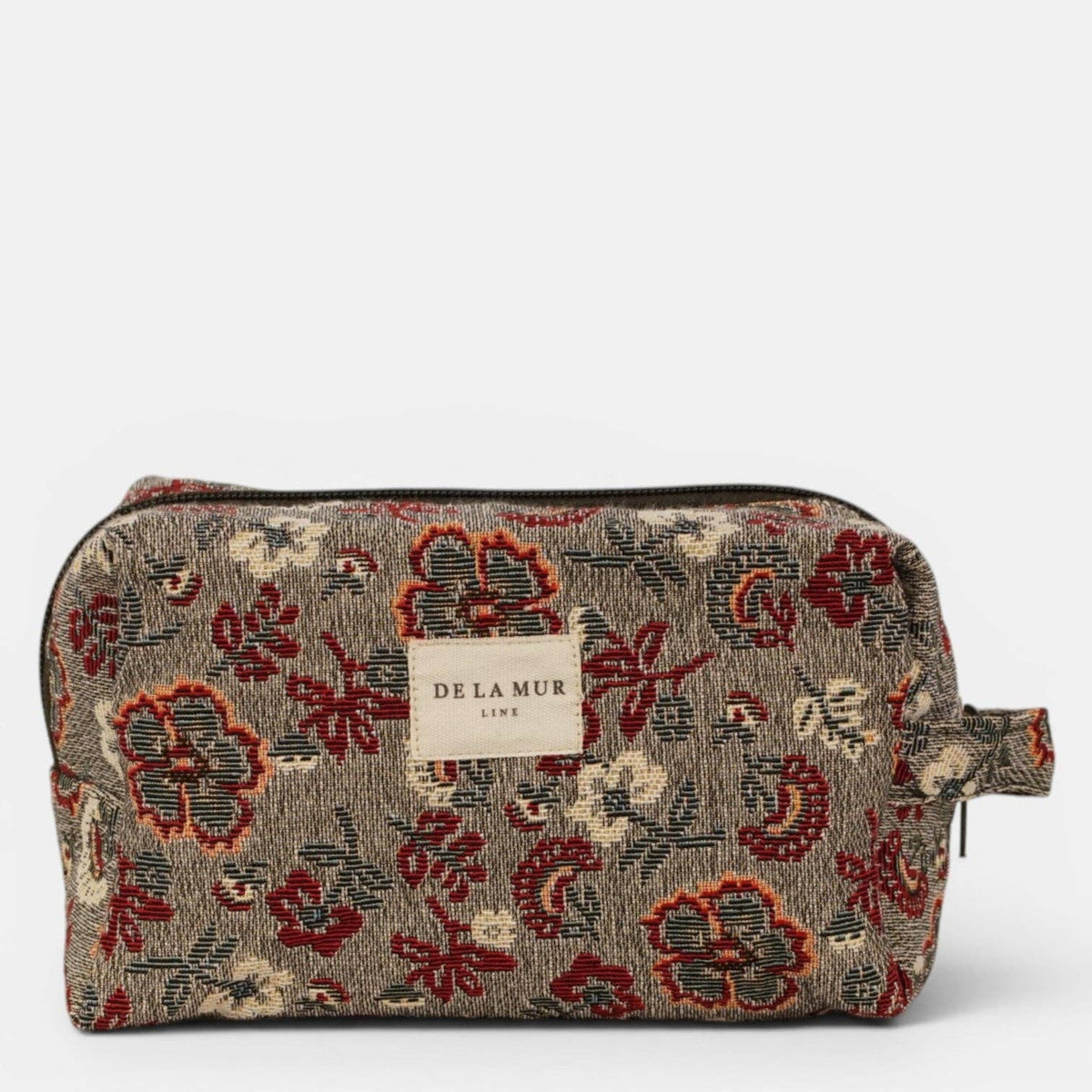 Nira Floral Jacquard Squared Makeup Bag – Burgundy & Gray