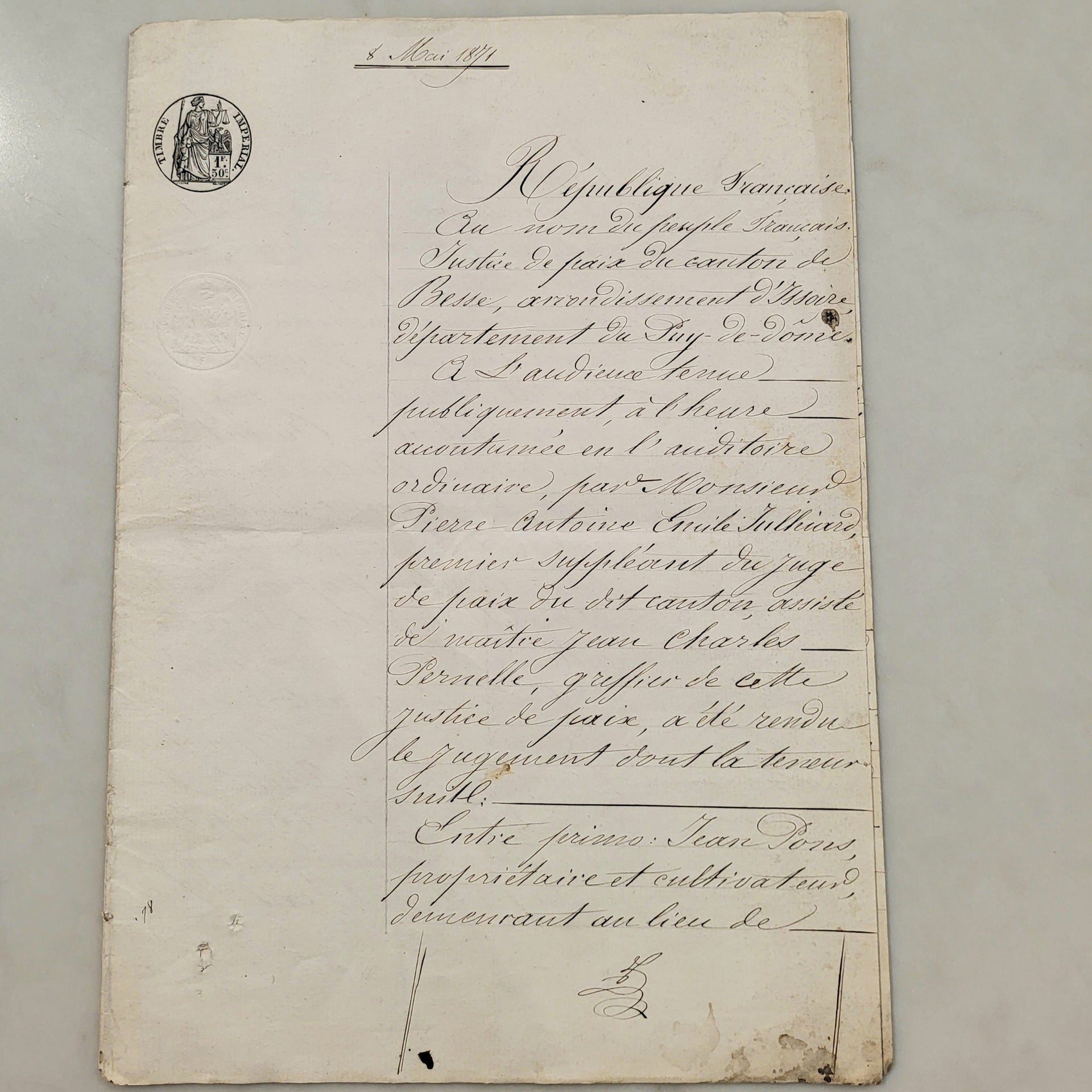 Notary Papers 1871 - from Paris