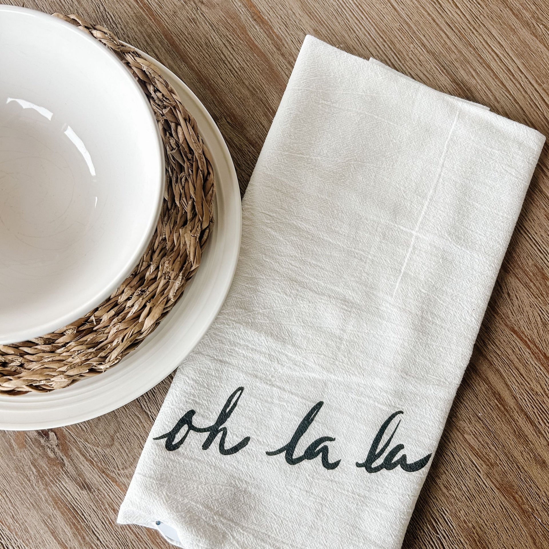 Oh La La - Cotton Tea Towel: 19" x 28" (with loop)