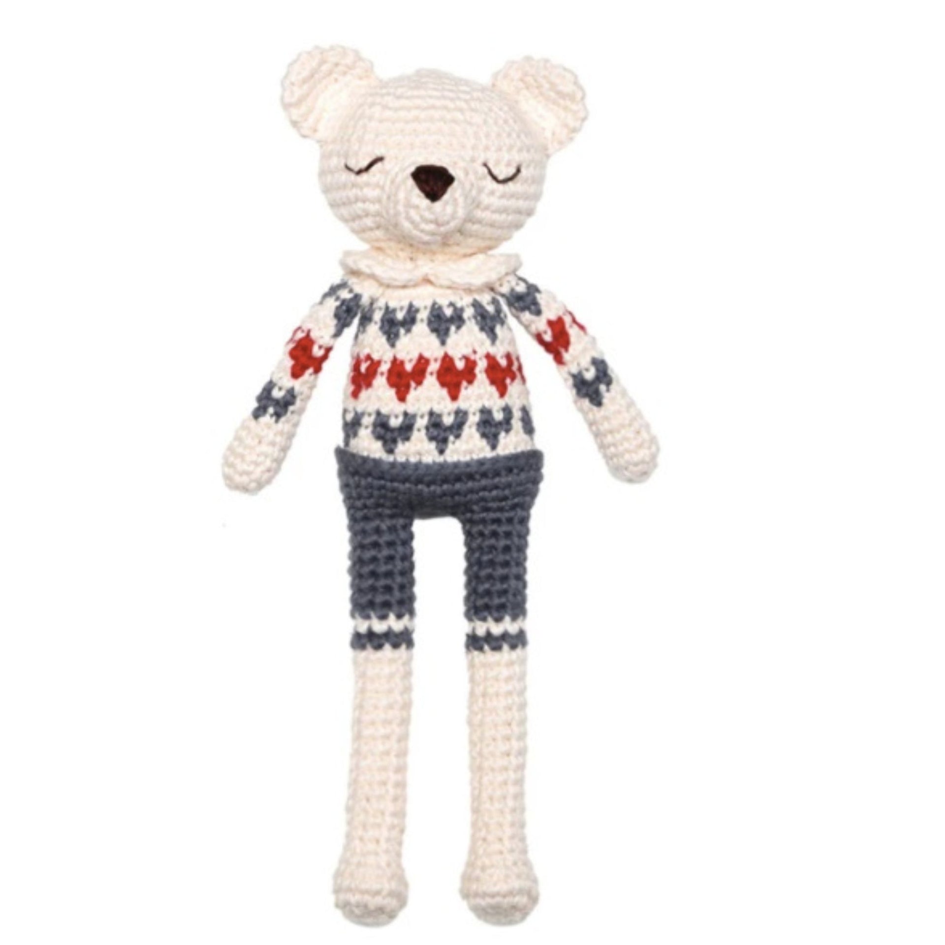 Patti Oslo Polar Bear Heart Sweater Soft Toy - Blue