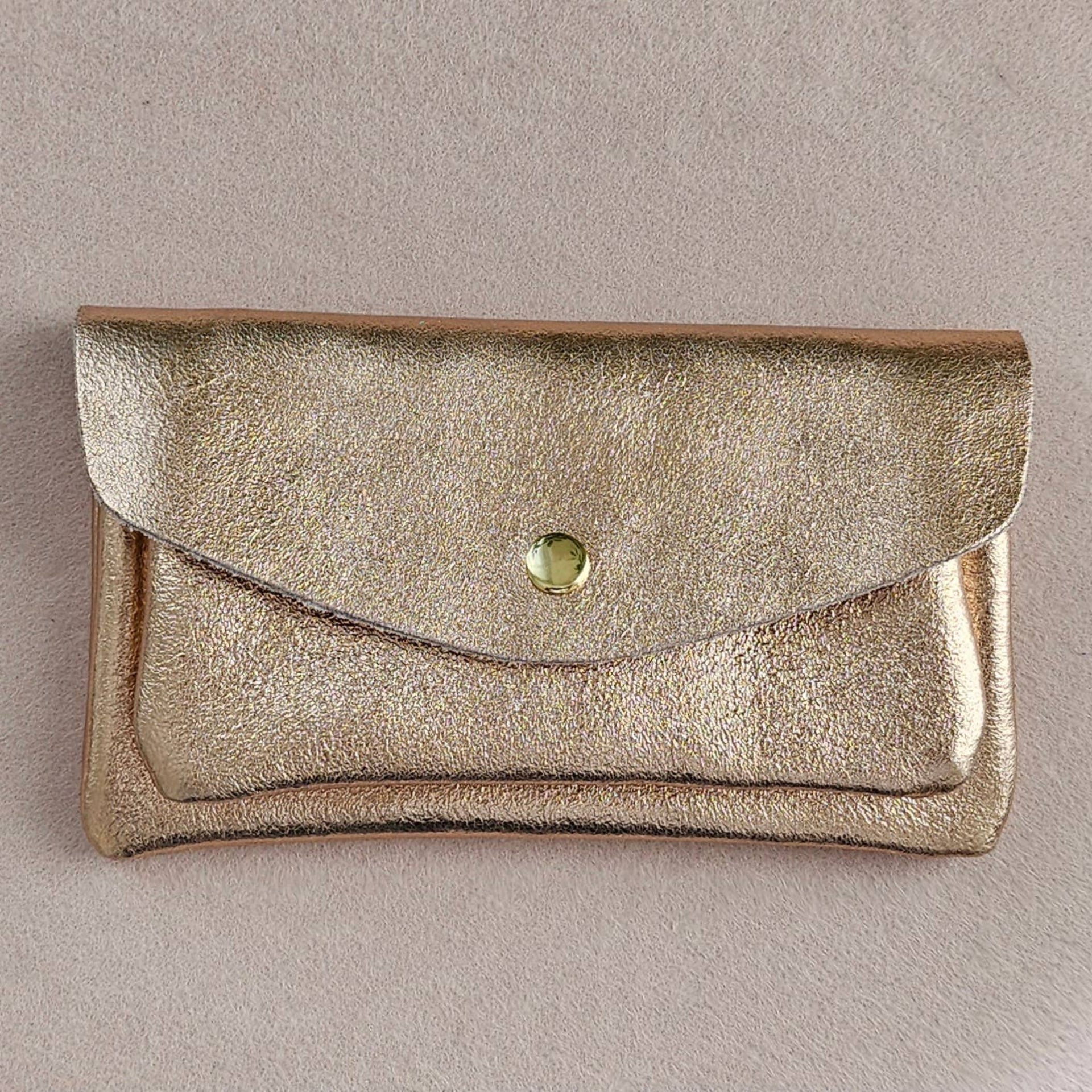 Royal Marais Kangaroo Double Pocket Leather Wallet - Nude