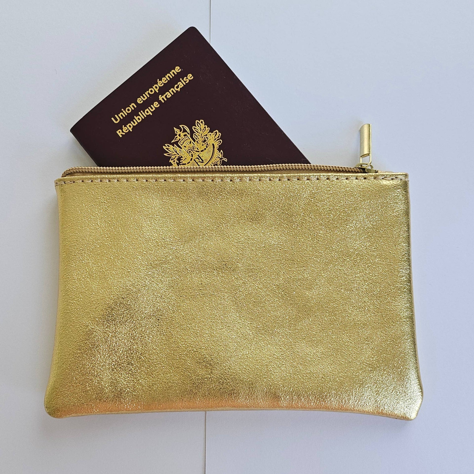 Royal Marais Leather Pouch With Zip - Golden