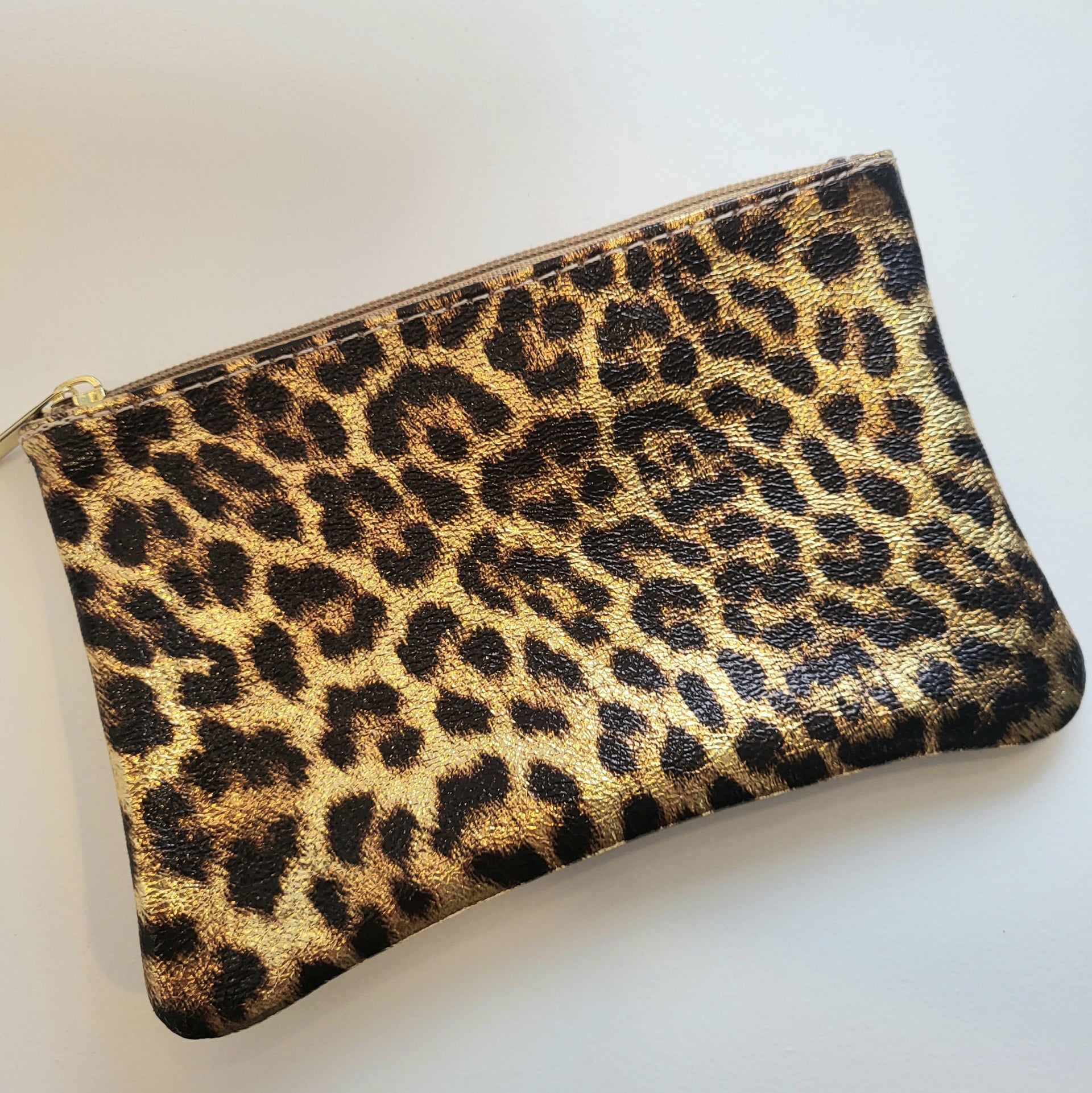 Royal Marais Leather Pouch With Zip - Light Leopard