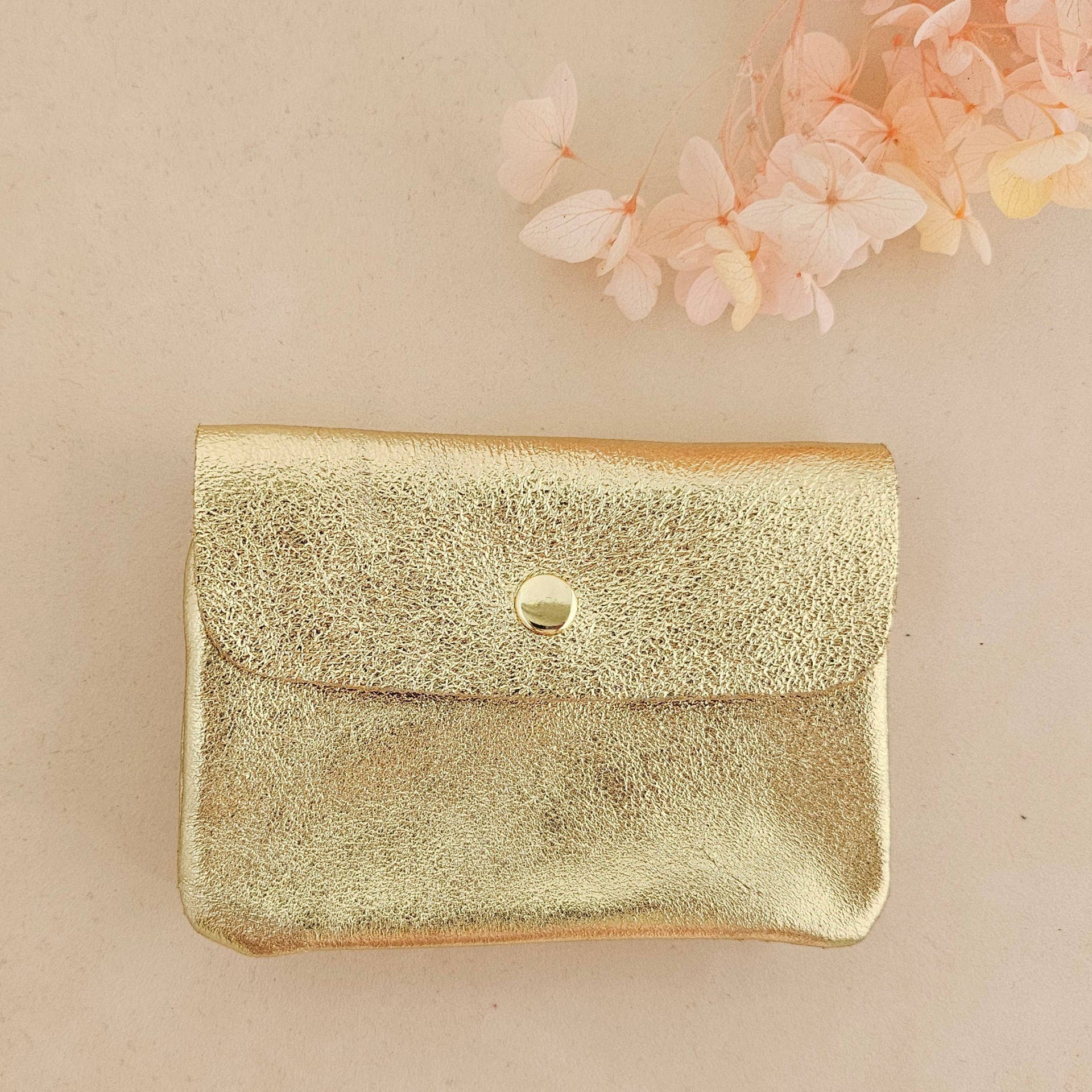 Royal Marais Metallic Leather Kangoo Wallet - Golden