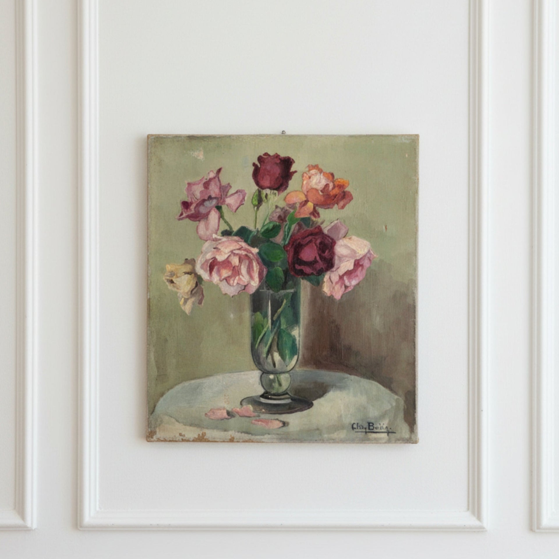 Signed Original Floral on Canvas - from Paris