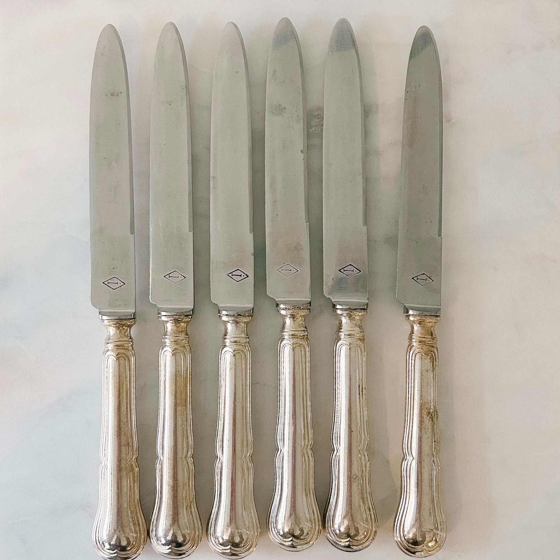 Silver Stamped Knives Set of 6 - from Paris