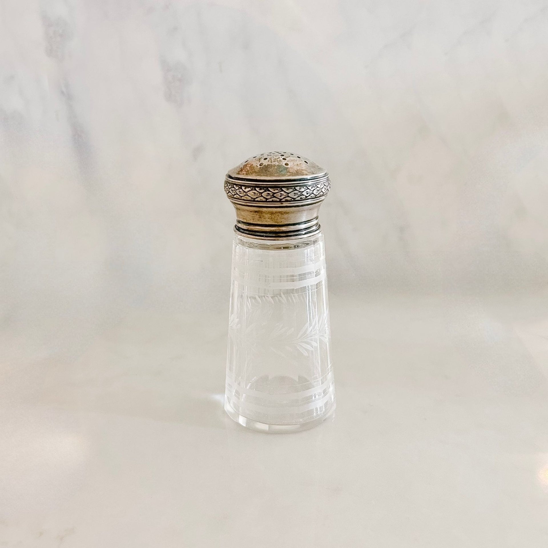 Silver Sugar Shaker with Etched Crystal - from Paris