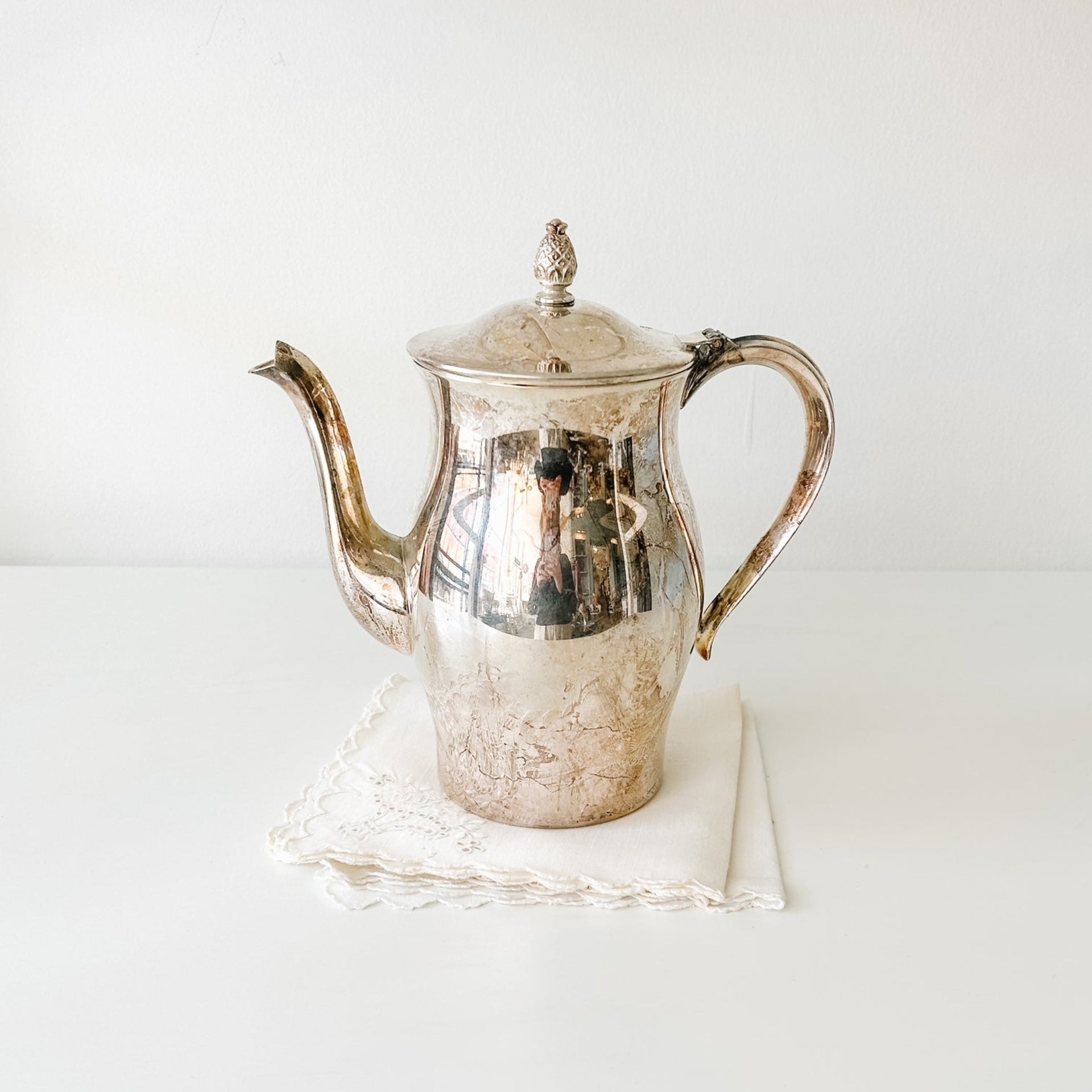 Vintage Silver-Plated Pineapple Teapot - from Paris
