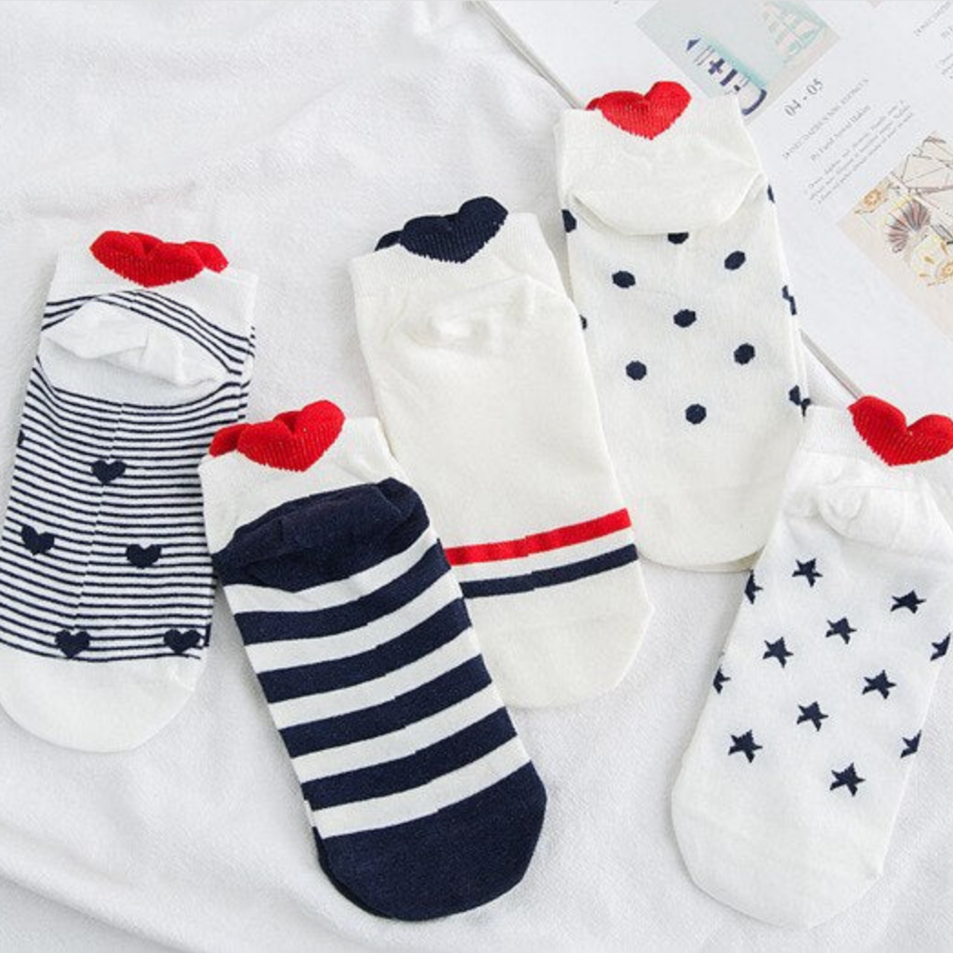Sockette Pack of 5 Heart Socks