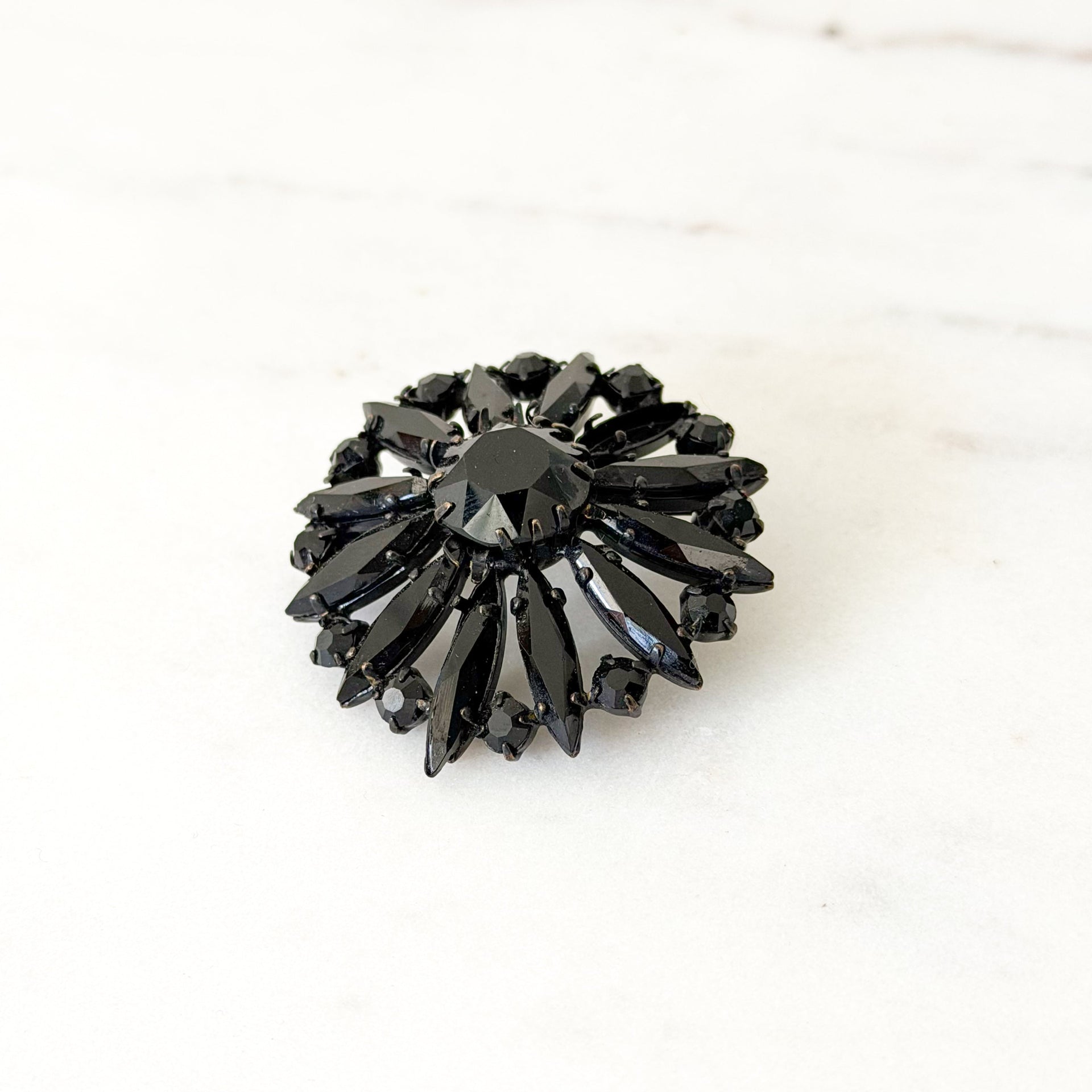Vintage Jet Black Brooch - from Paris