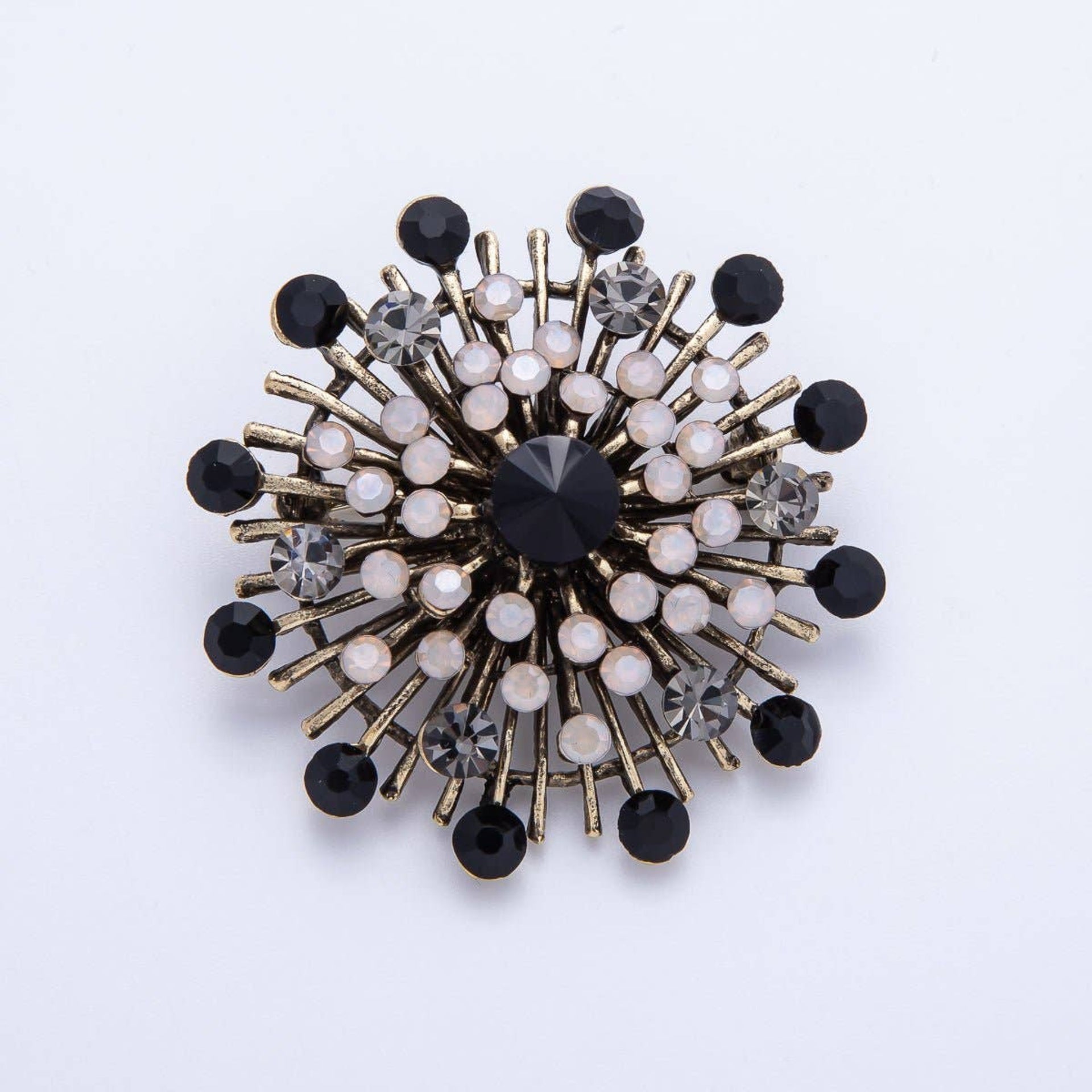 Sunburst Celestial Brooch - Black
