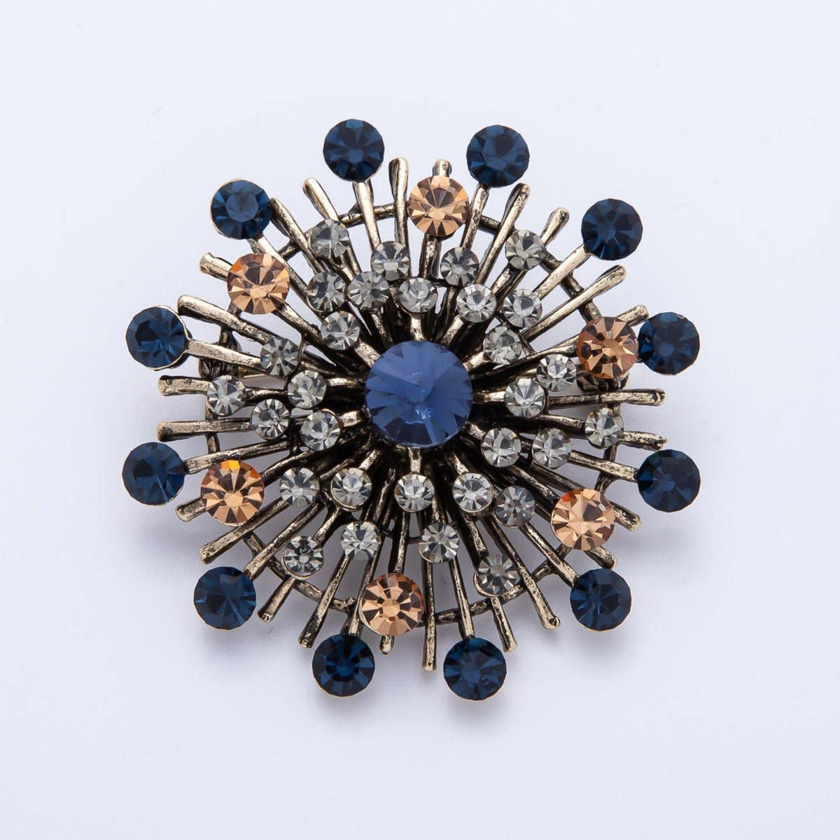 Sunburst Celestial Brooch - Blue