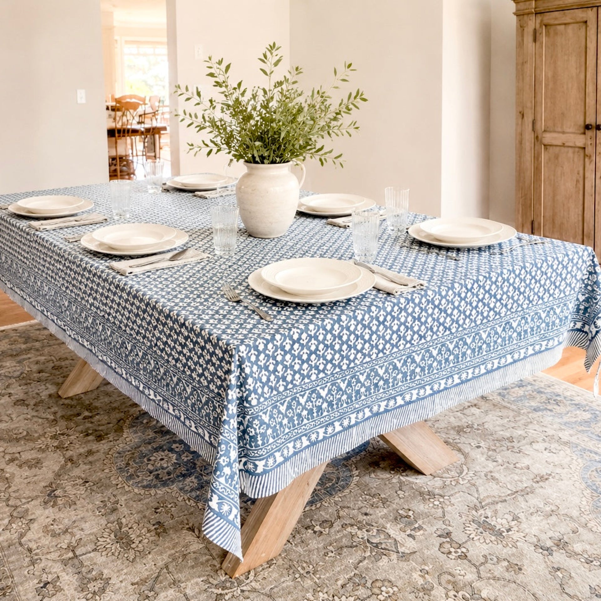 Tablecloth Charlotte Indigo -60x92