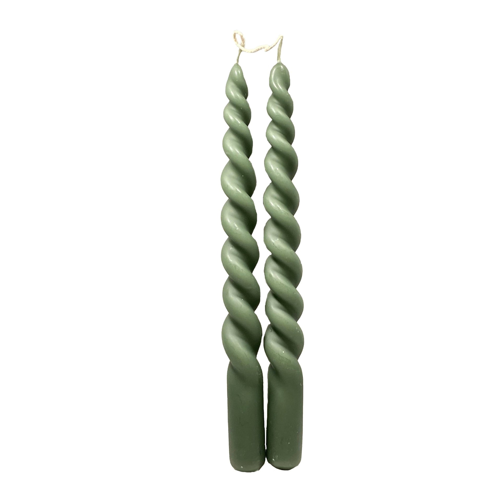 Twisted Taper Candles - Basil Green