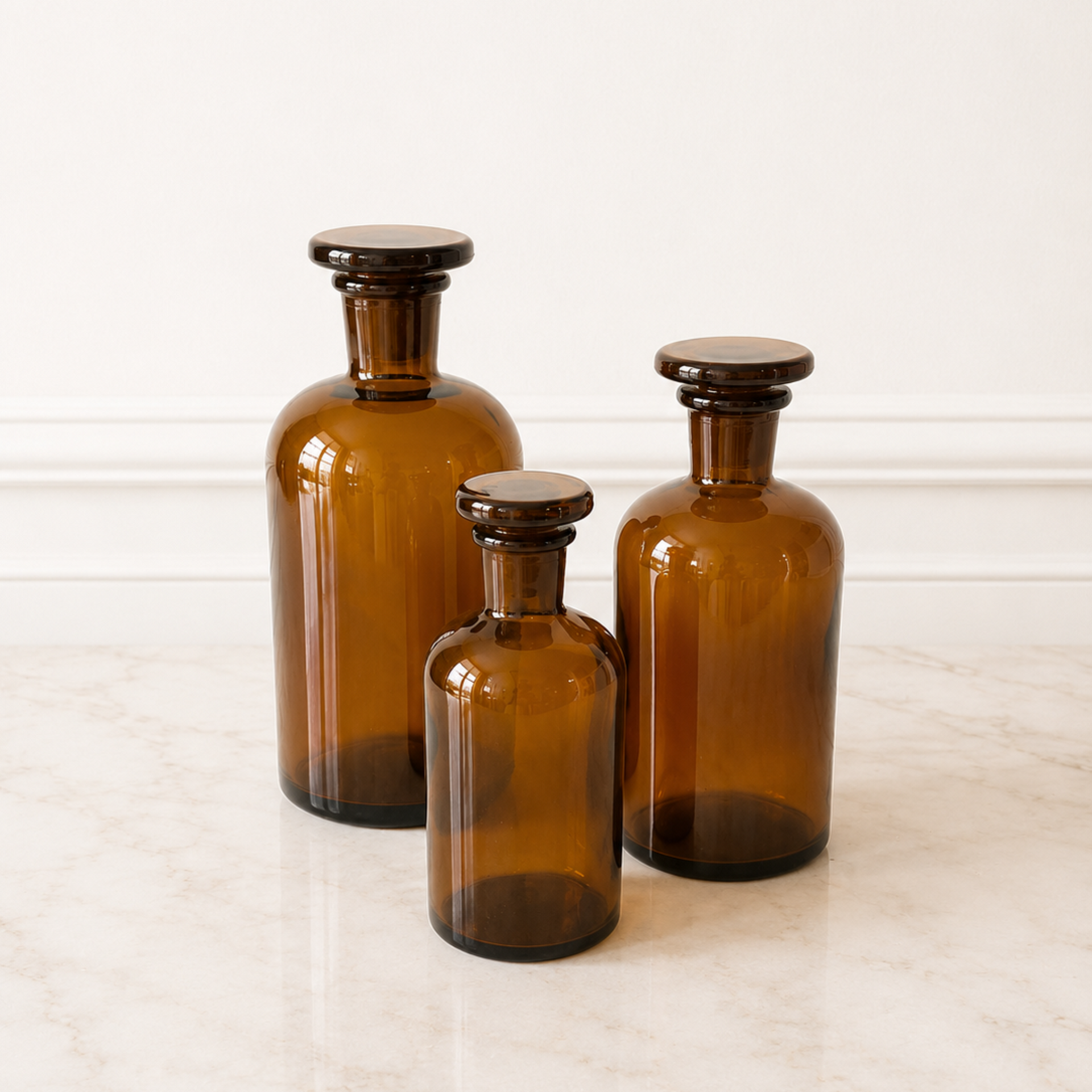 Vintage Amber Medium Apothecary Bottle - from Paris