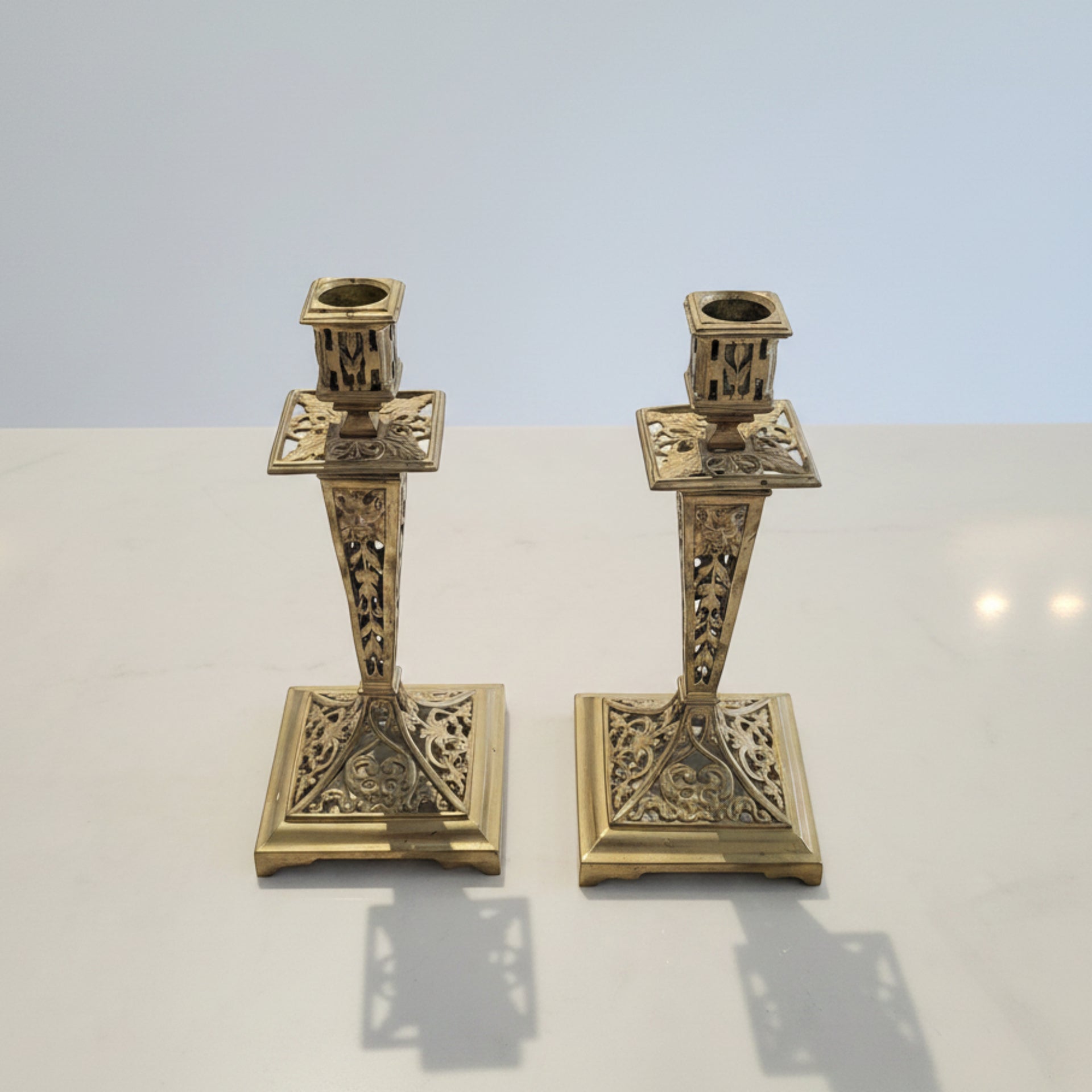 Vintage Brass Candle Holders Pair - from Paris