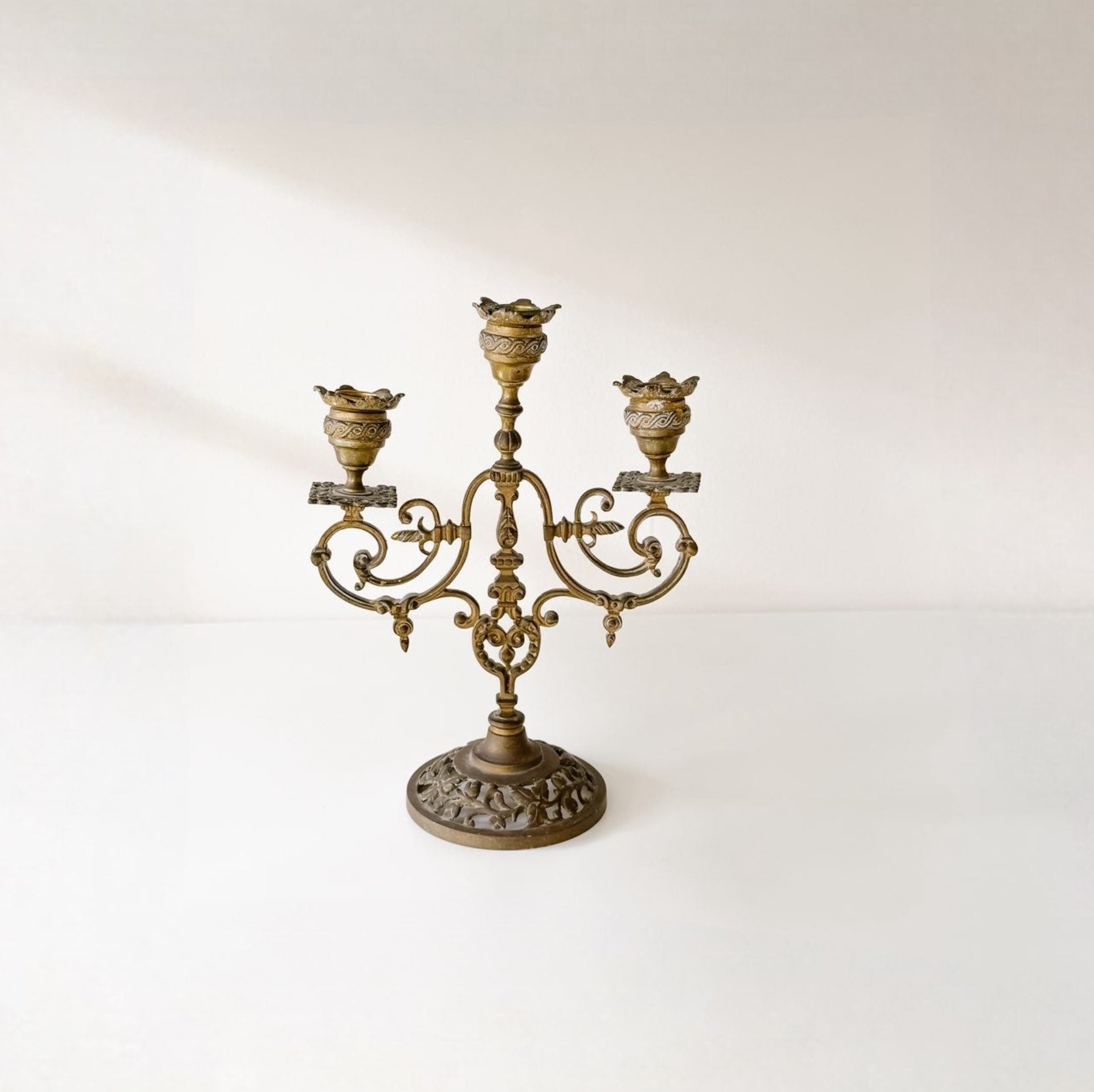 Vintage Brass Scroll Candelabra - from Paris