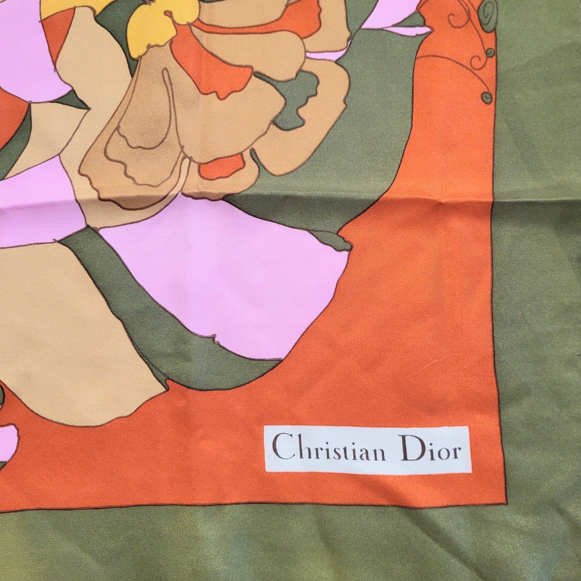 Vintage Dior "Painterly Dahlias" Silk Scarf - from Paris