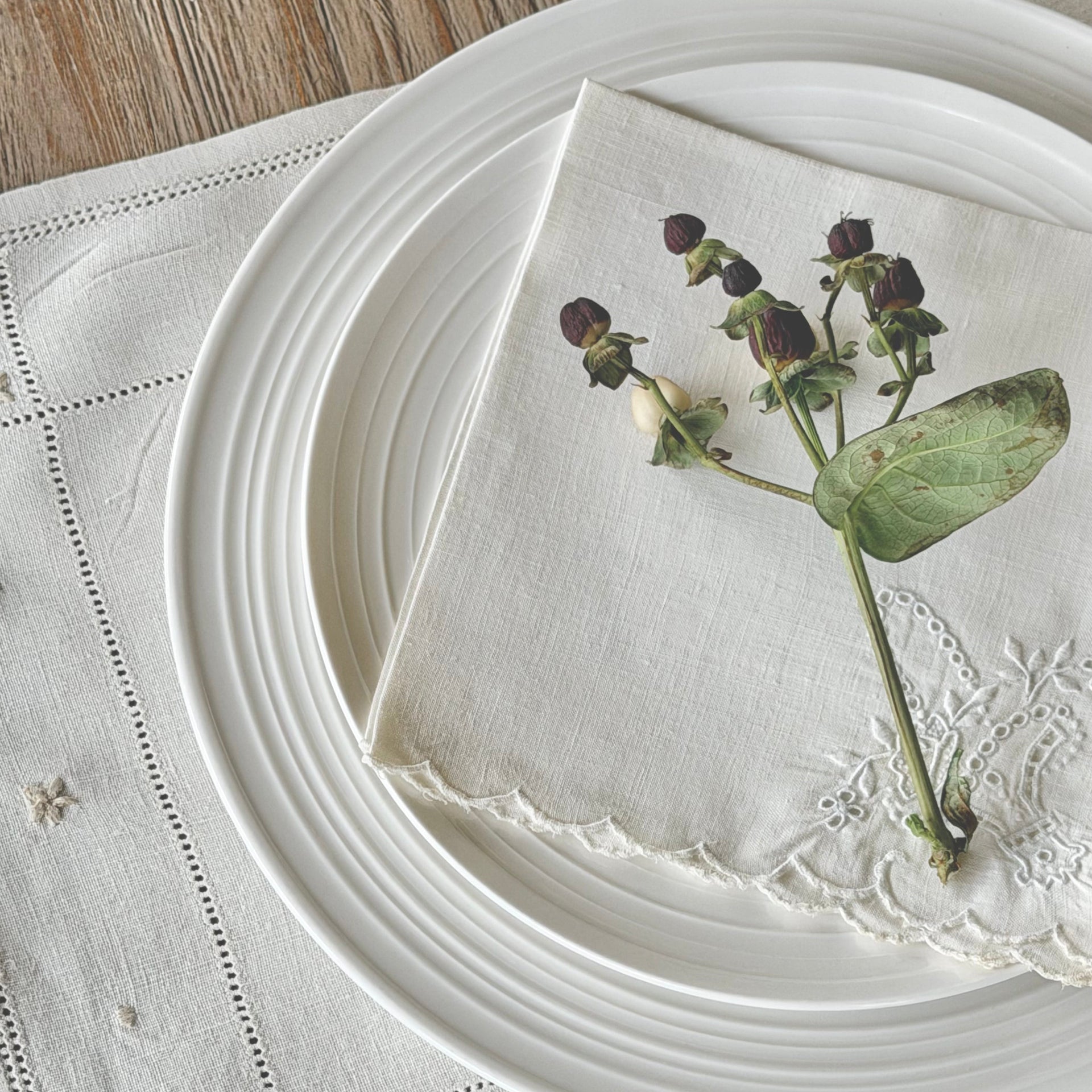 Vintage Embroidered Linen Napkins - from Paris