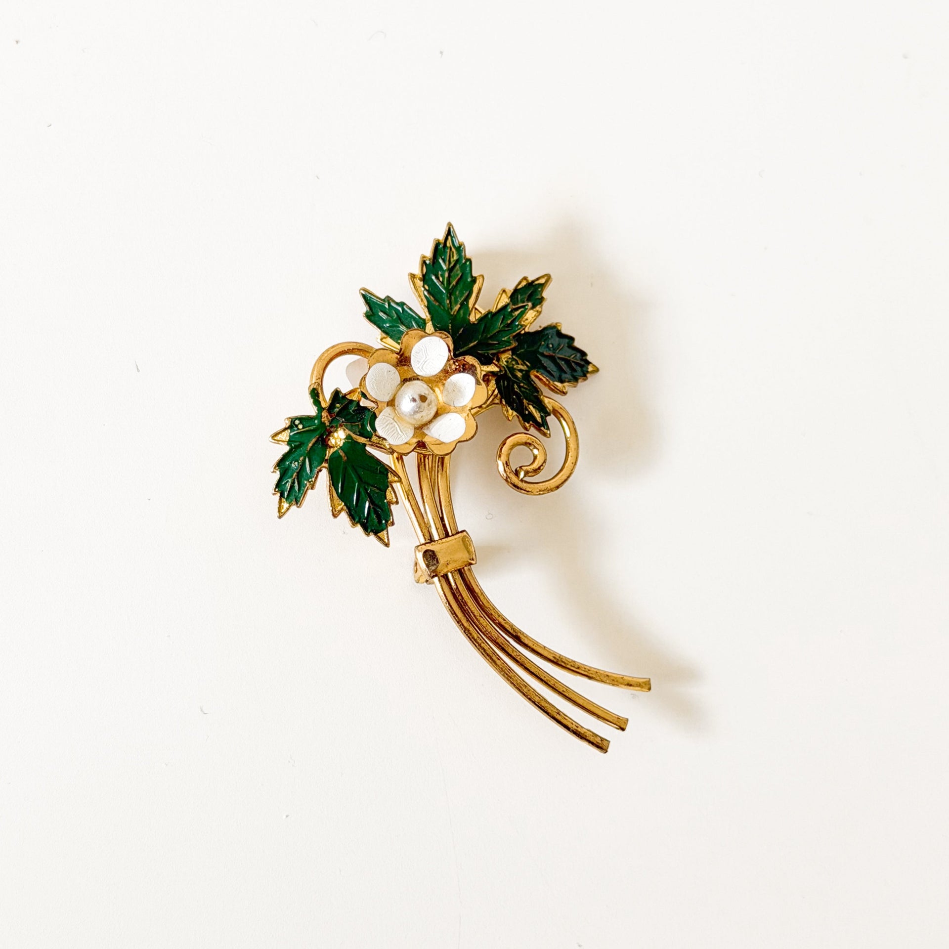 Vintage Enamel Floral Brooch - from Paris
