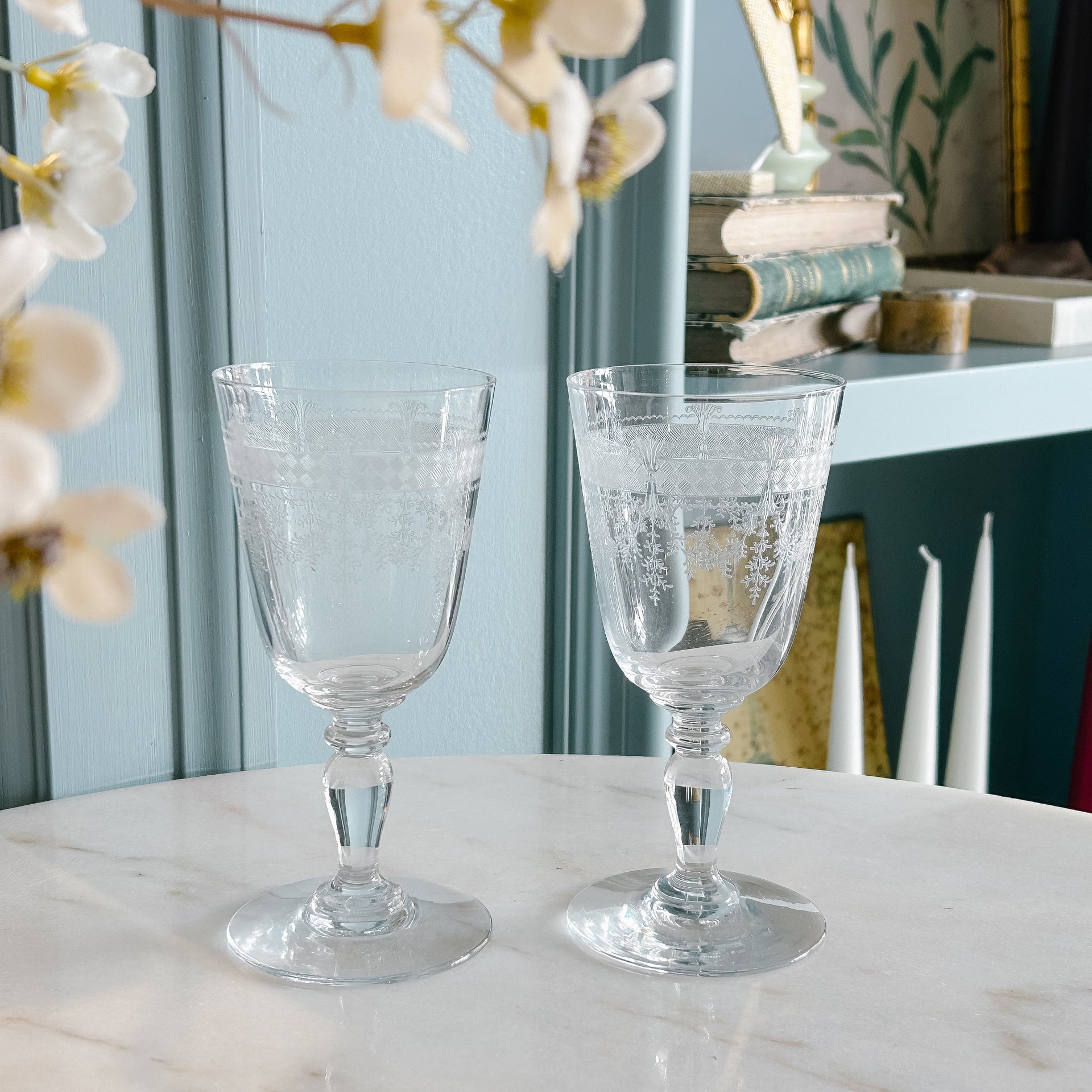 Vintage Etched Wine Glasses - From Paris