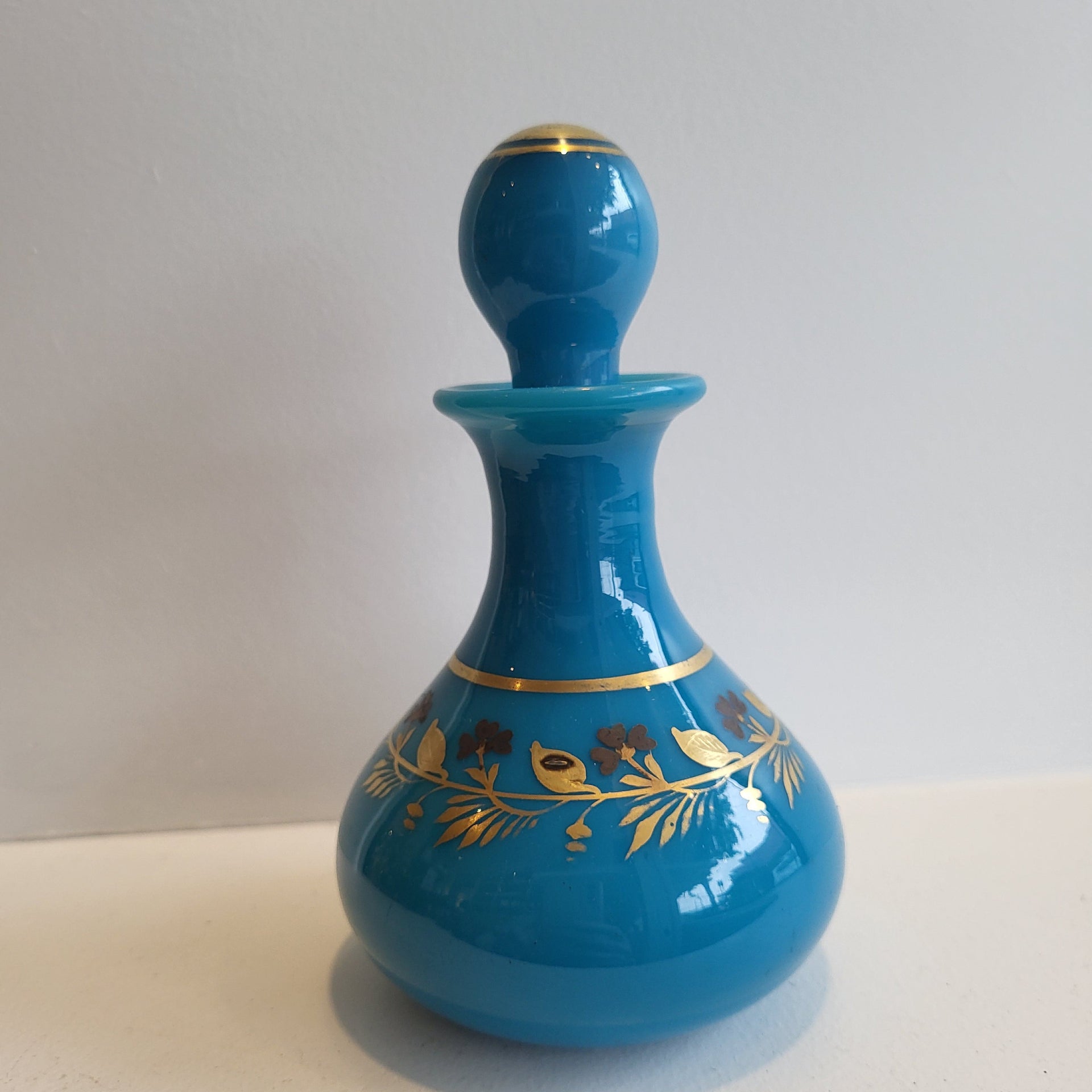 Vintage French Blue Glass Bottle - from Paris