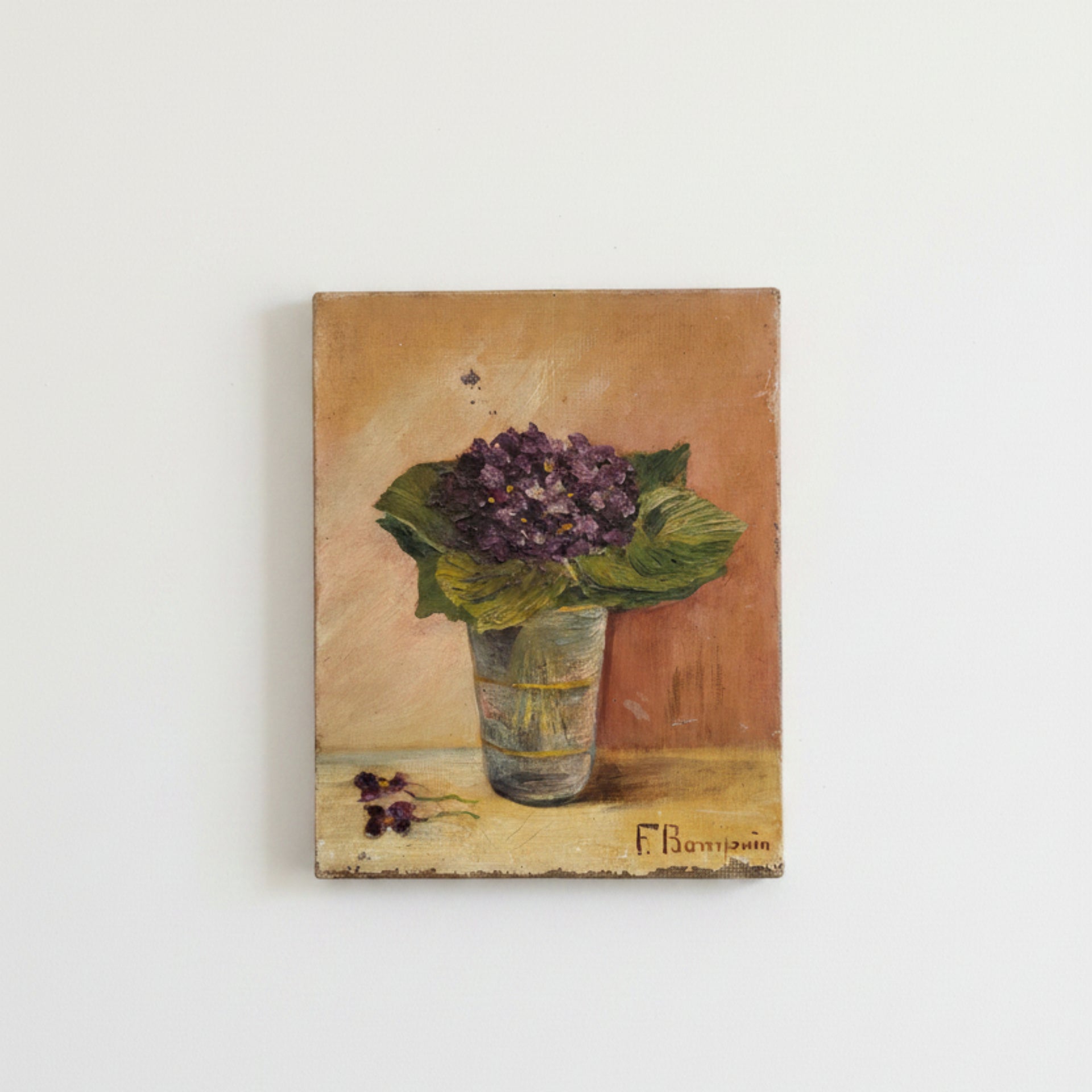 Vintage French Violet Still Life Painting - from Paris
