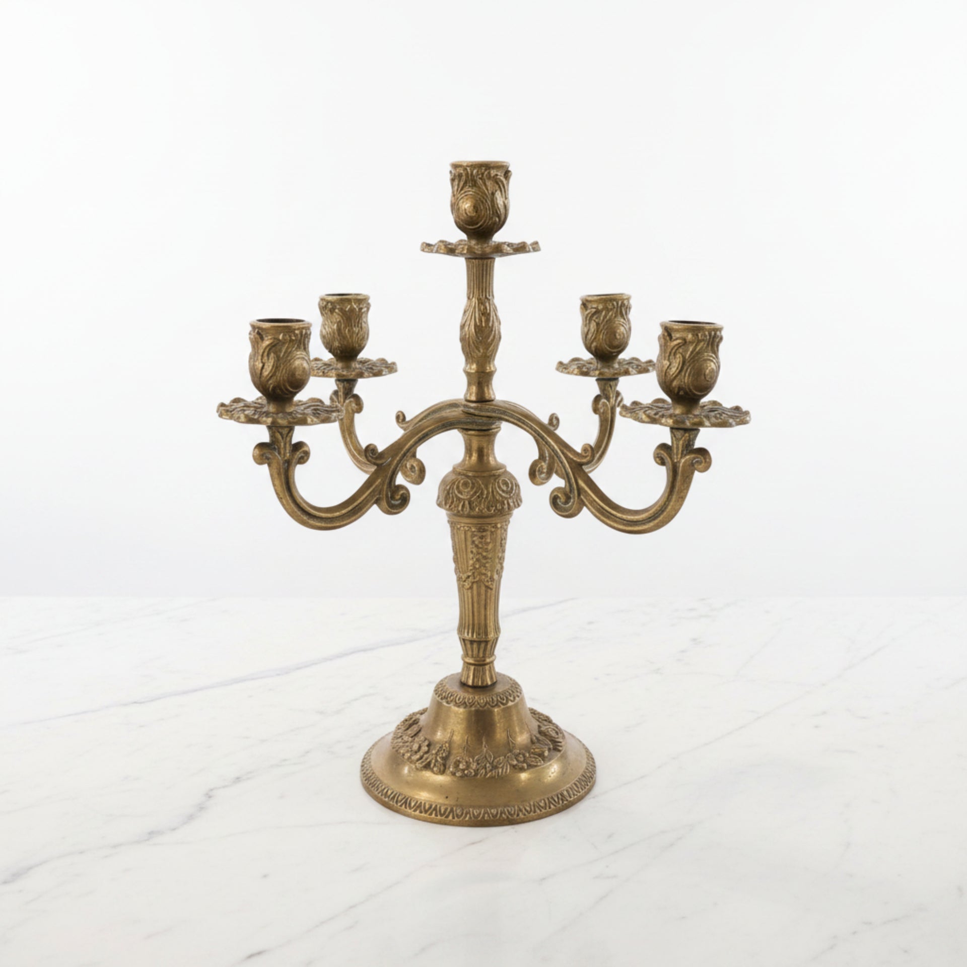 Vintage Heavy Cast Brass Candelabra - from Paris