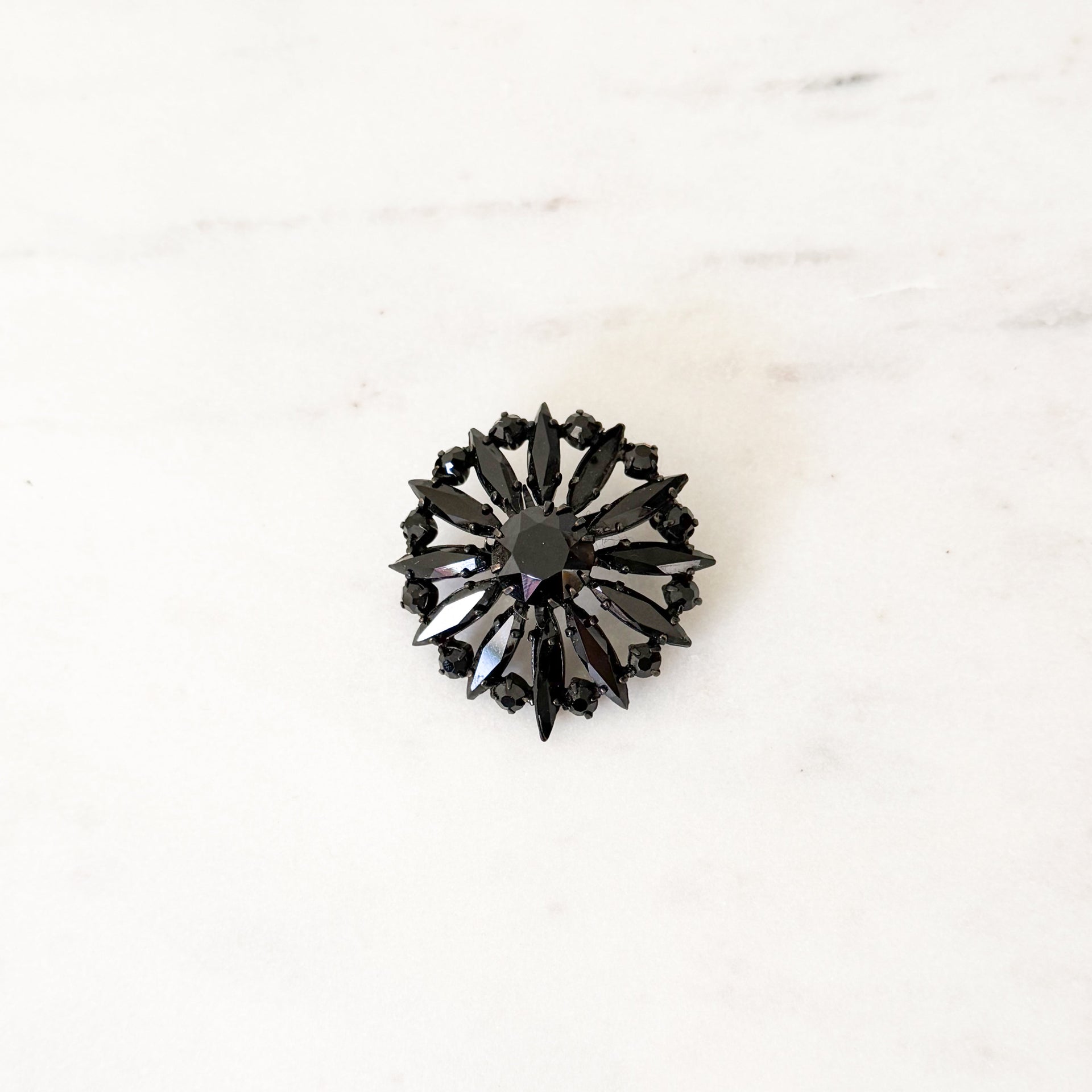 Vintage Jet Black Brooch - from Paris