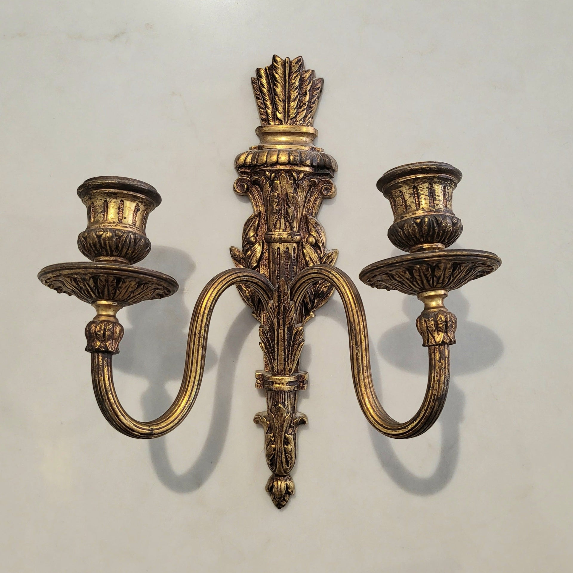 Vintage Neoclassical Brass Candle Sconce - from Paris