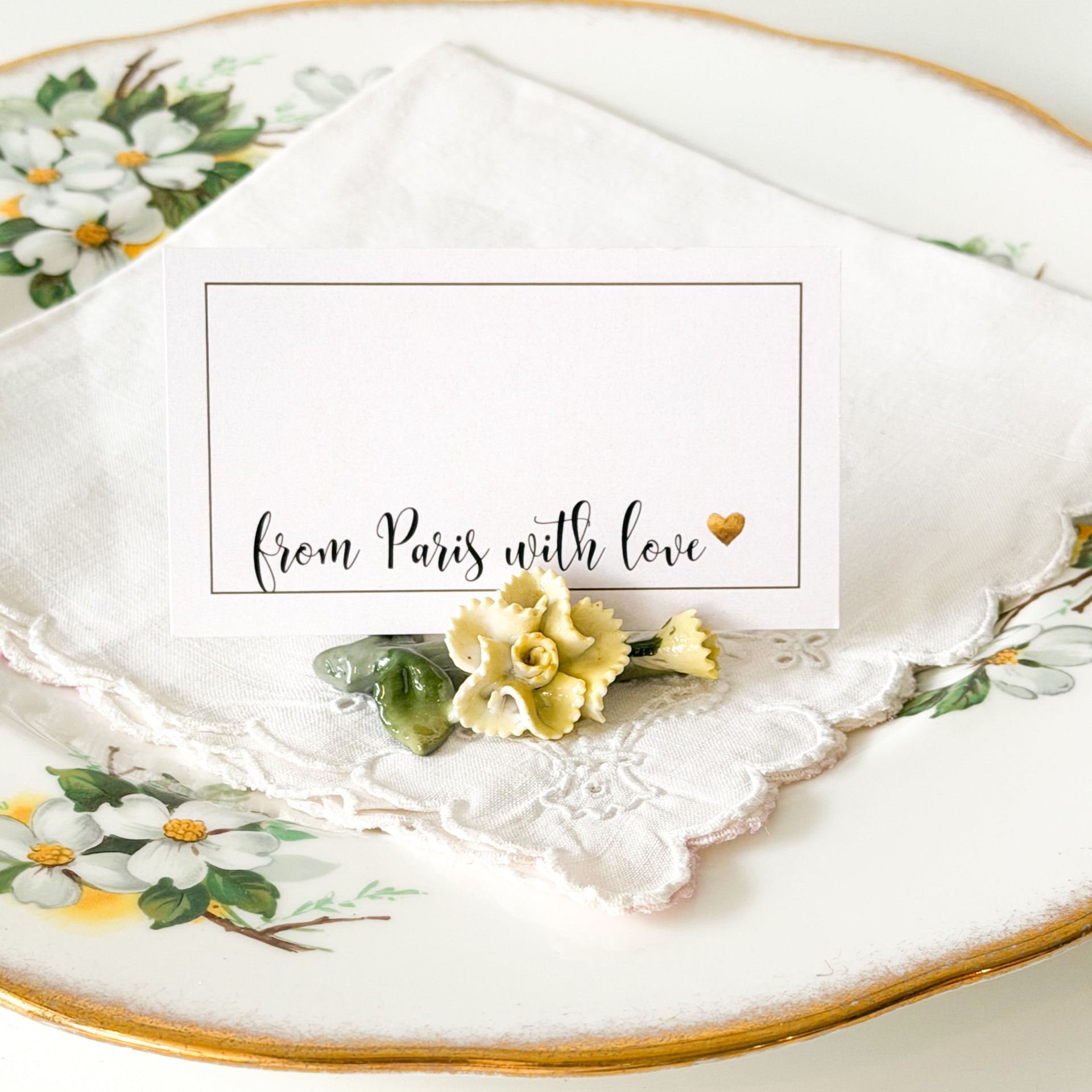 Vintage Porcelain Floral Place Card Holders - from Paris