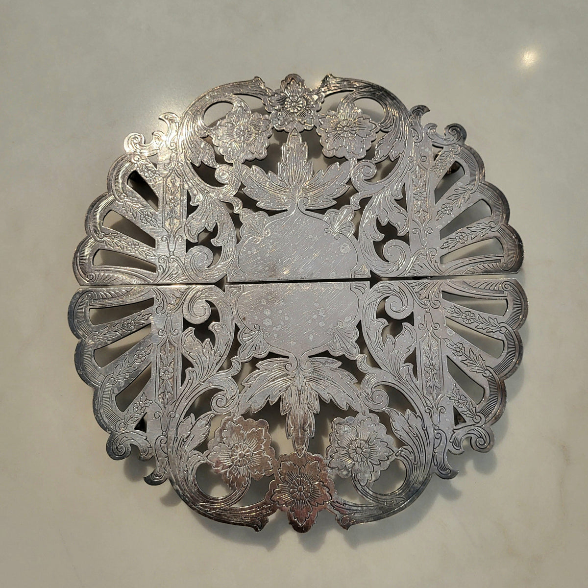 Vintage Silver Plated Trivet - from Paris