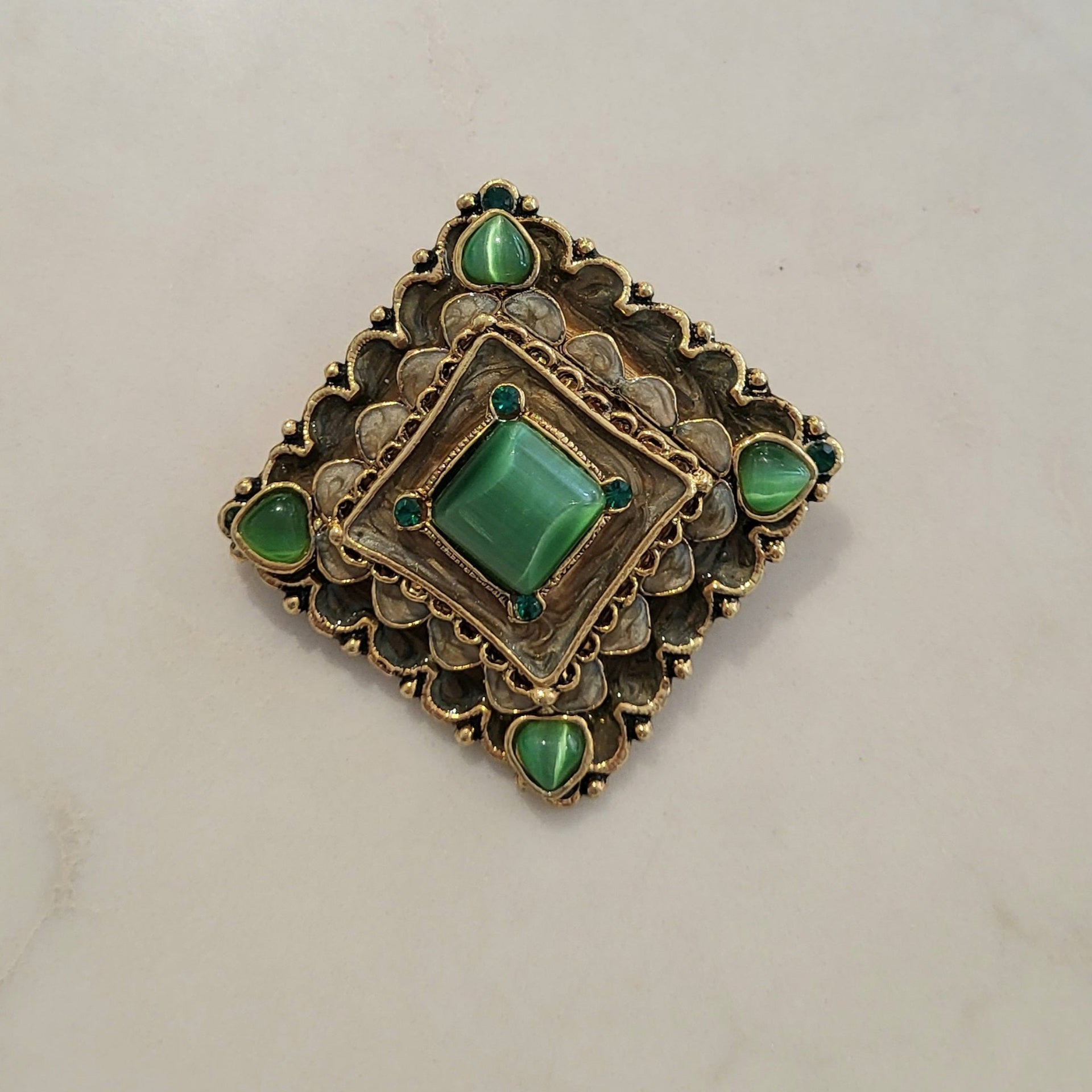 Vintage Square Moon Brooch - from Paris