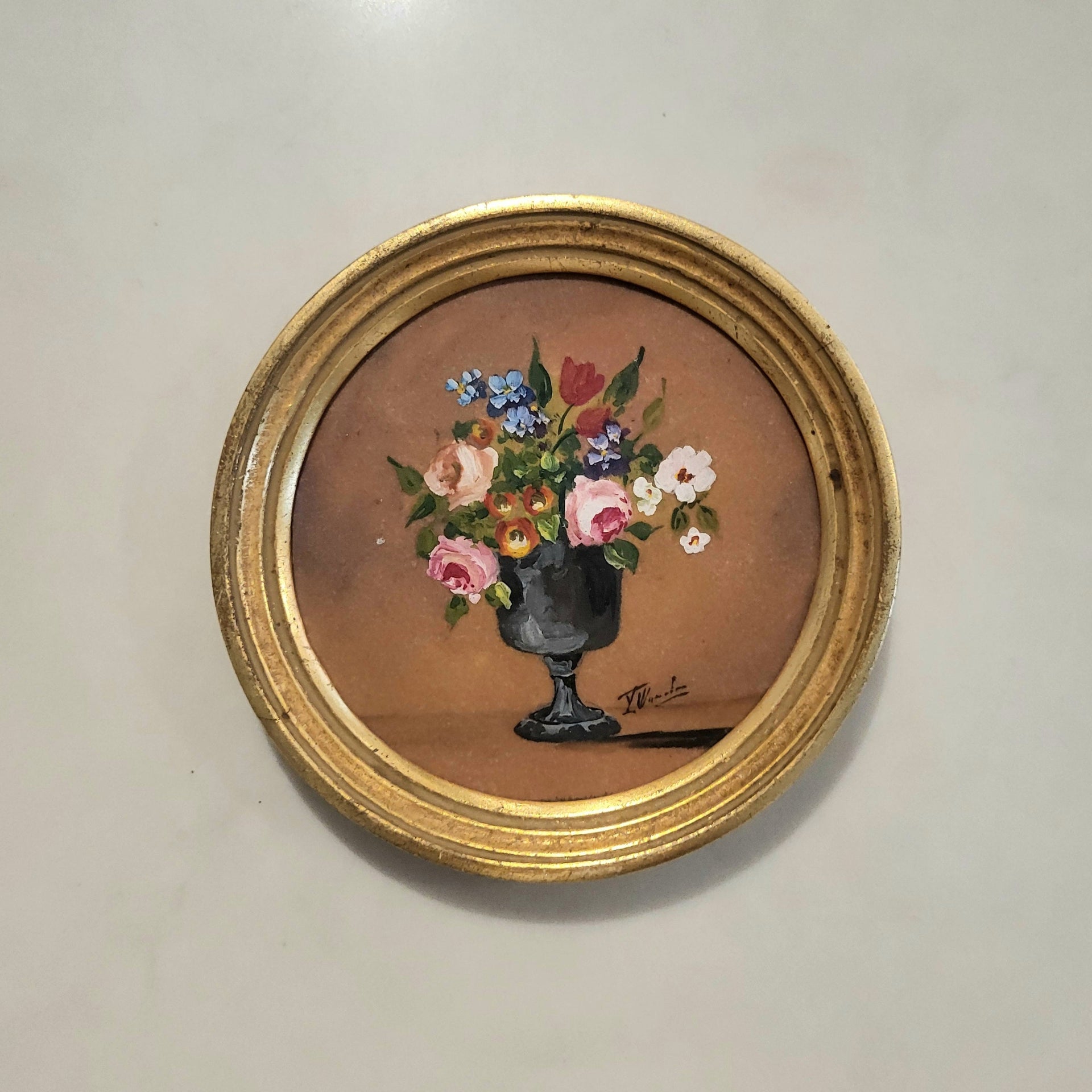 Vintage Tiny Floral Painting - from Paris