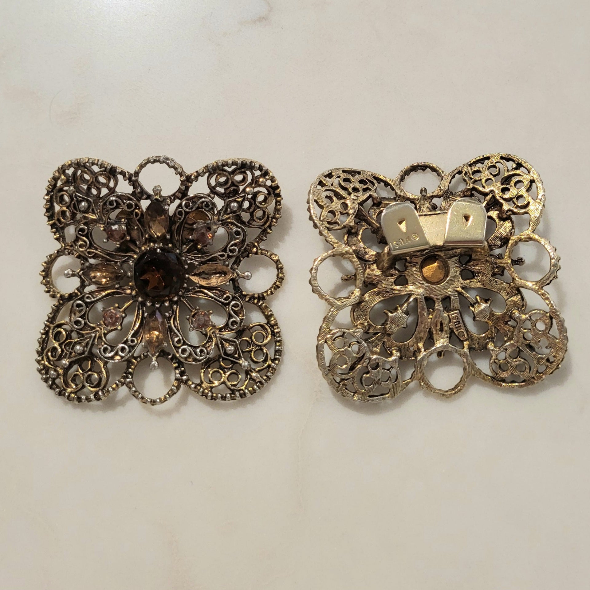 Vintage Topaz Filigree Shoe Clips -from Paris