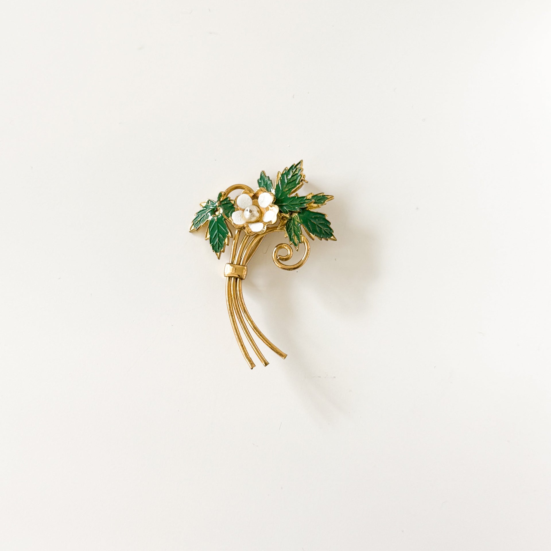 Vintage Enamel Floral Brooch - from Paris
