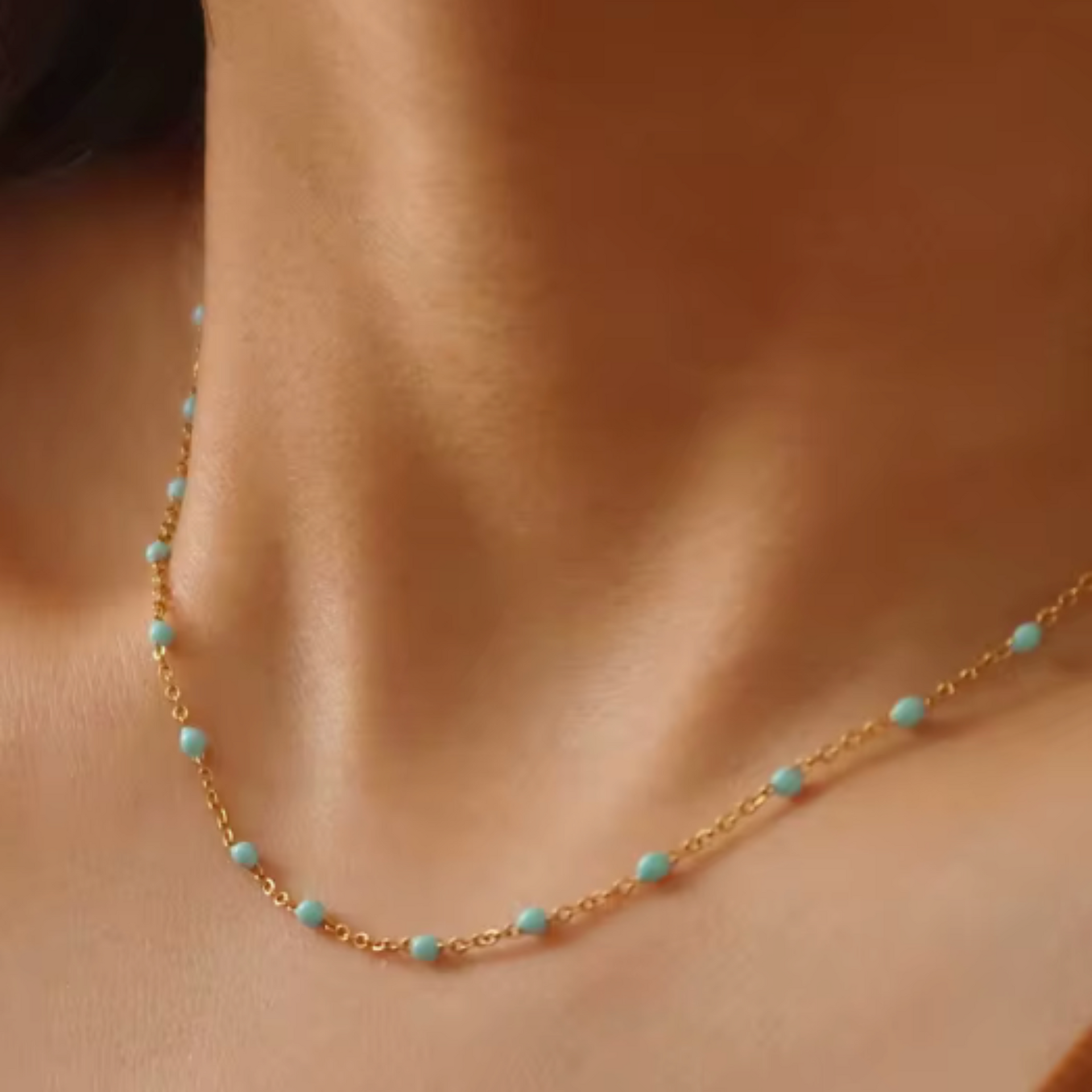 Waterproof Candy Chain Enamel Necklace - Mint