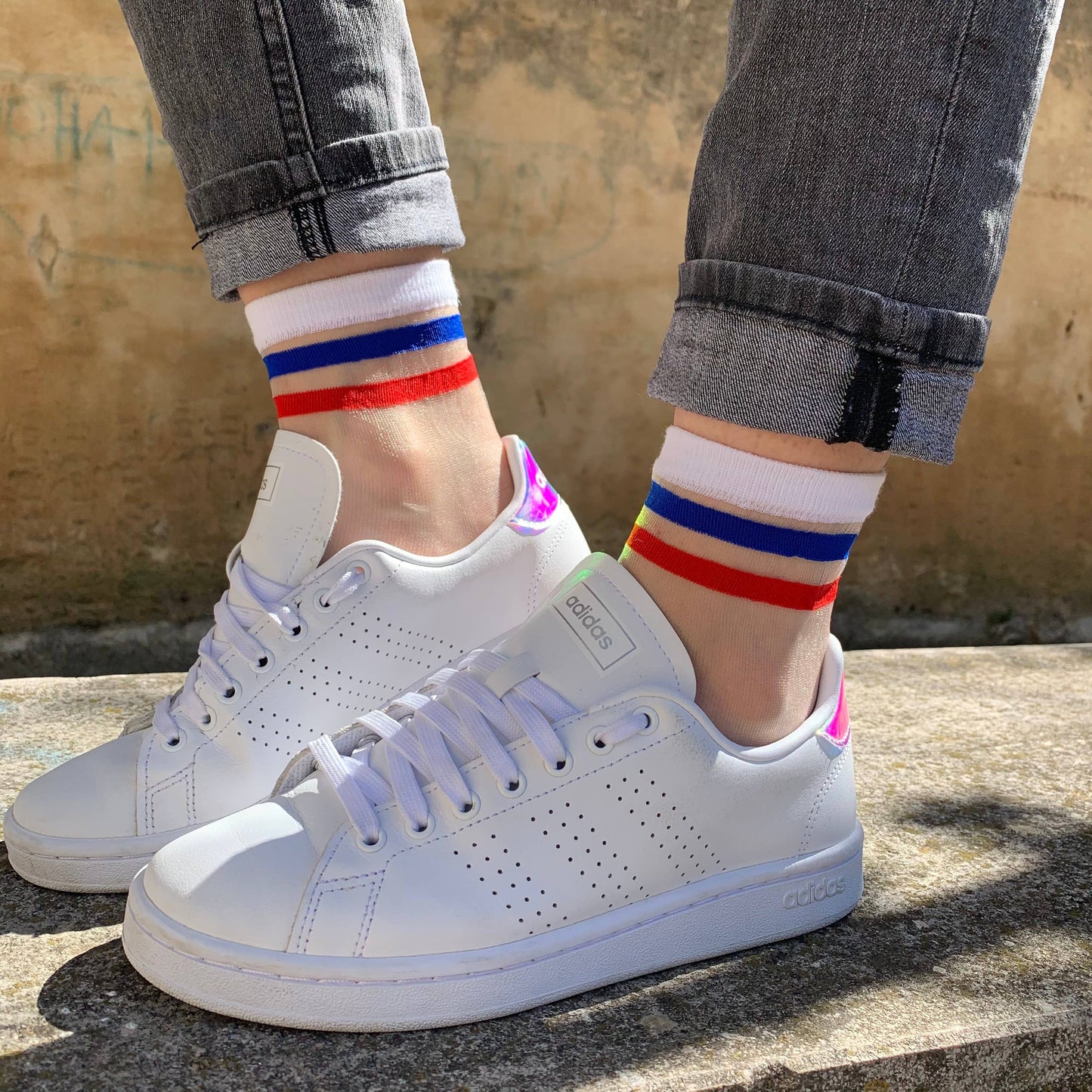 sockette blue white red socks